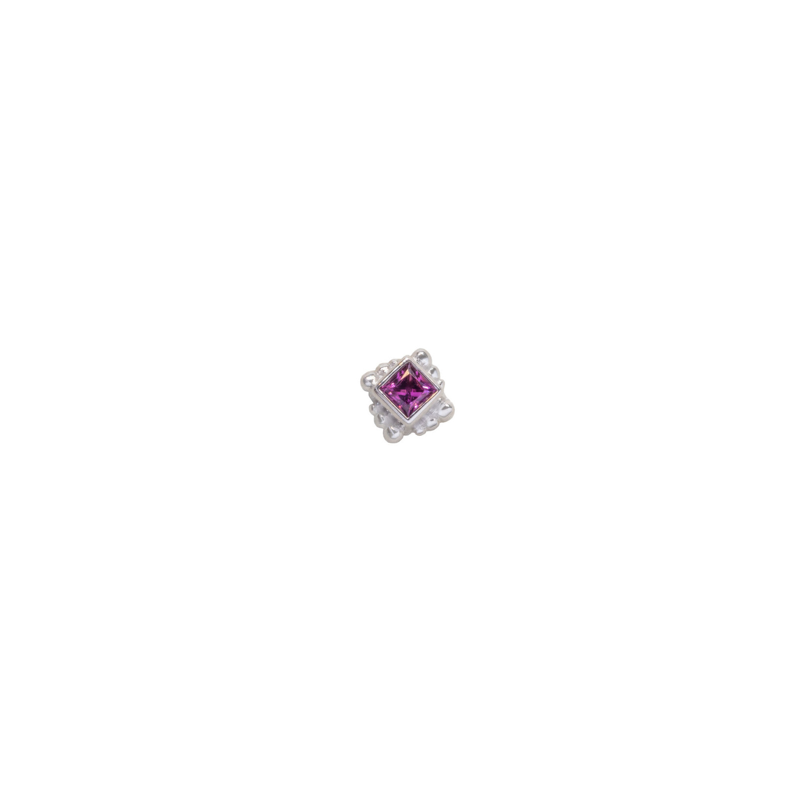 BVLA BVLA white gold "Beaded Princess Bezel" threaded end with 2.0 AA Rhodolite