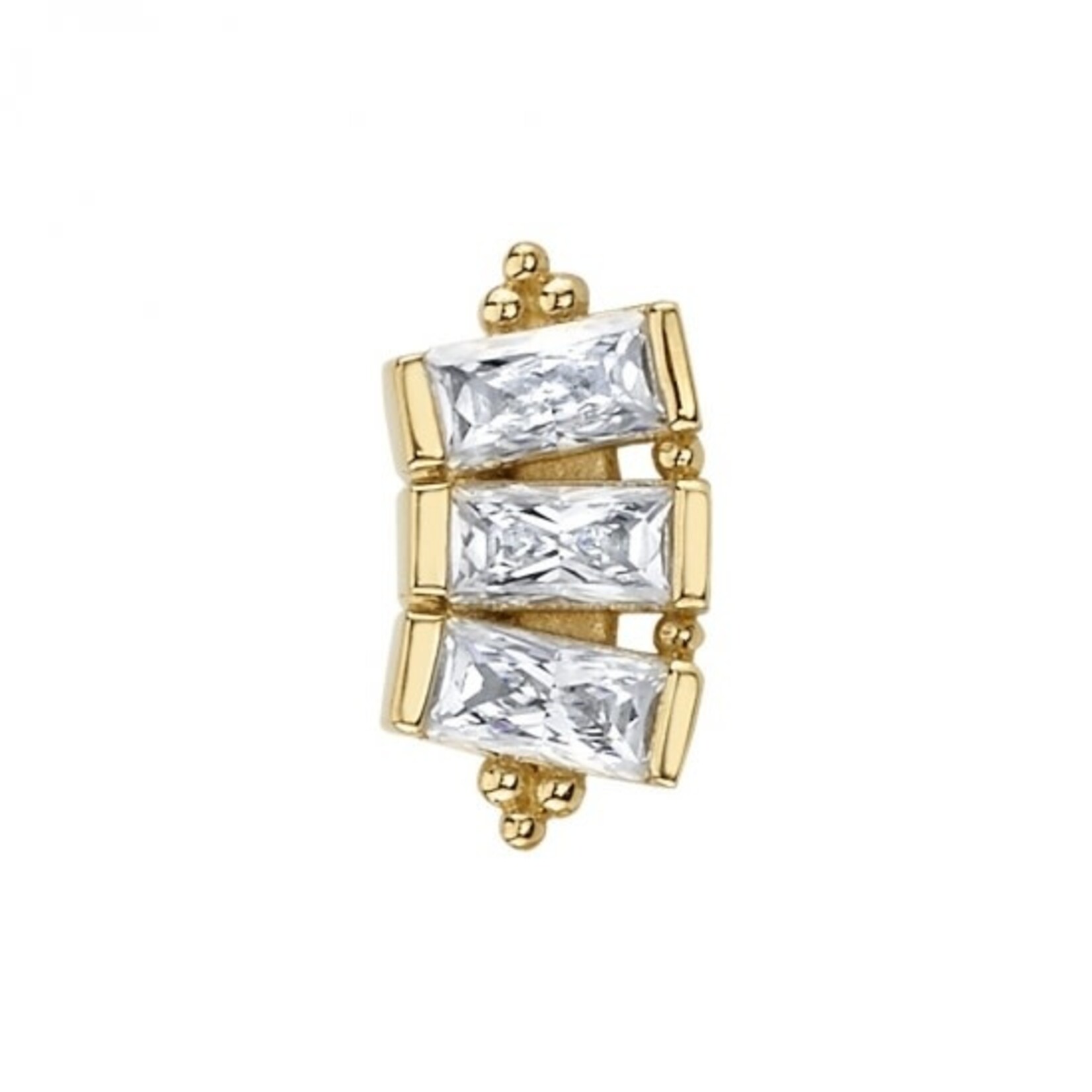 BVLA BVLA 10x7 "3 Gem Panaraya Baguette" threaded end with 3x 4x2 CZ baguette