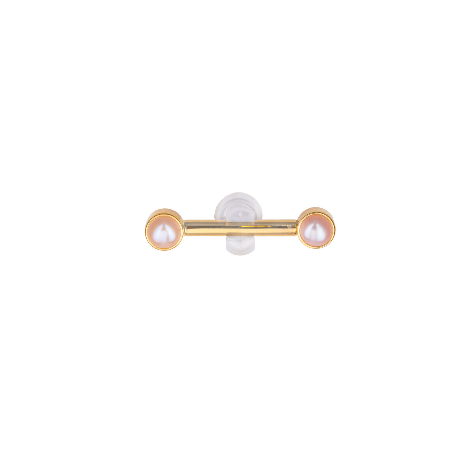 BVLA BVLA 12g 1/2 yellow gold "Bezel Bell" with 4.0 pink pearl. Sold as a pair