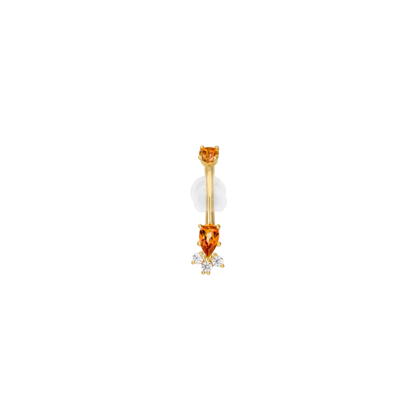 BVLA BVLA 14g 3/8 yellow gold pear navel curve with 3.0 Anastasia topaz top, 5x3 Anastasia topaz pear, and 3x 1.75 CZ accents