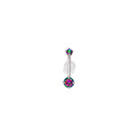 BVLA BVLA White Gold Prong Navel Curve with Mystic Topaz