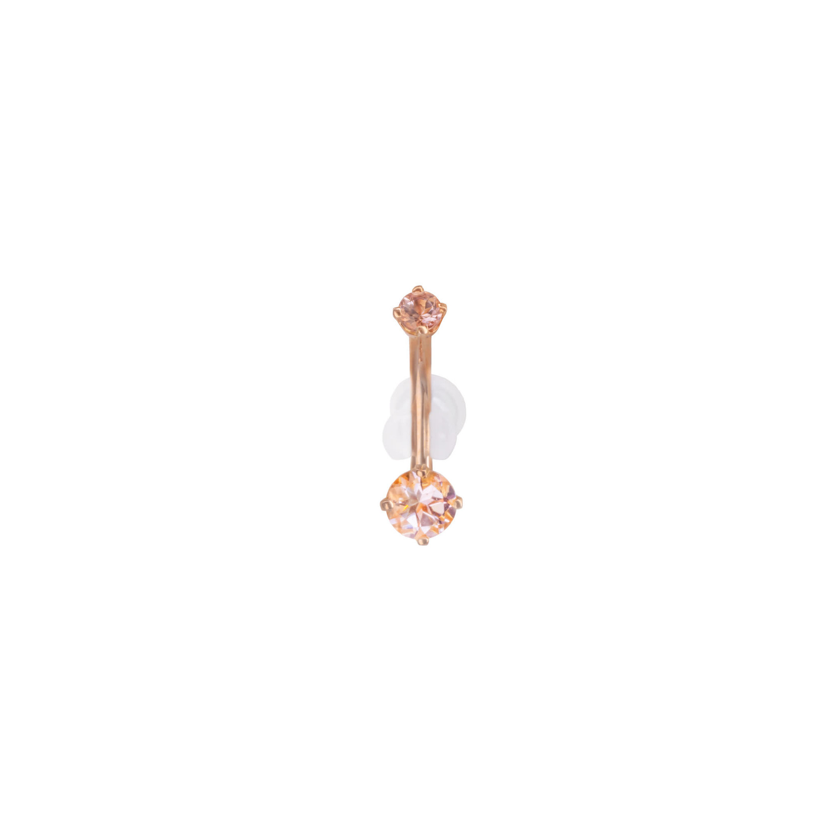 BVLA BVLA 14g 7/16 rose gold prong set navel curve with 3.0 & 5.0 Morganite