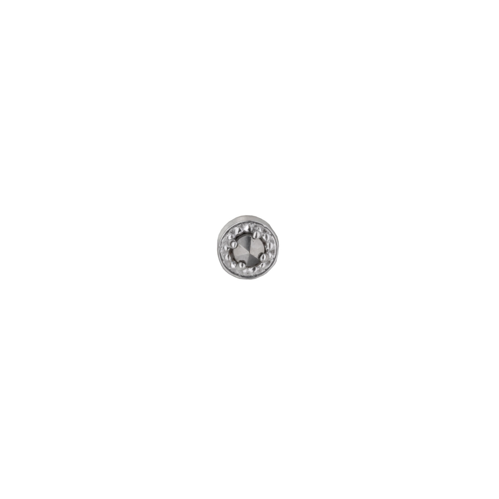 BVLA 18g BVLA white gold 4.0 "Milgrain Prong" nostril screw with 2.0 marcasite
