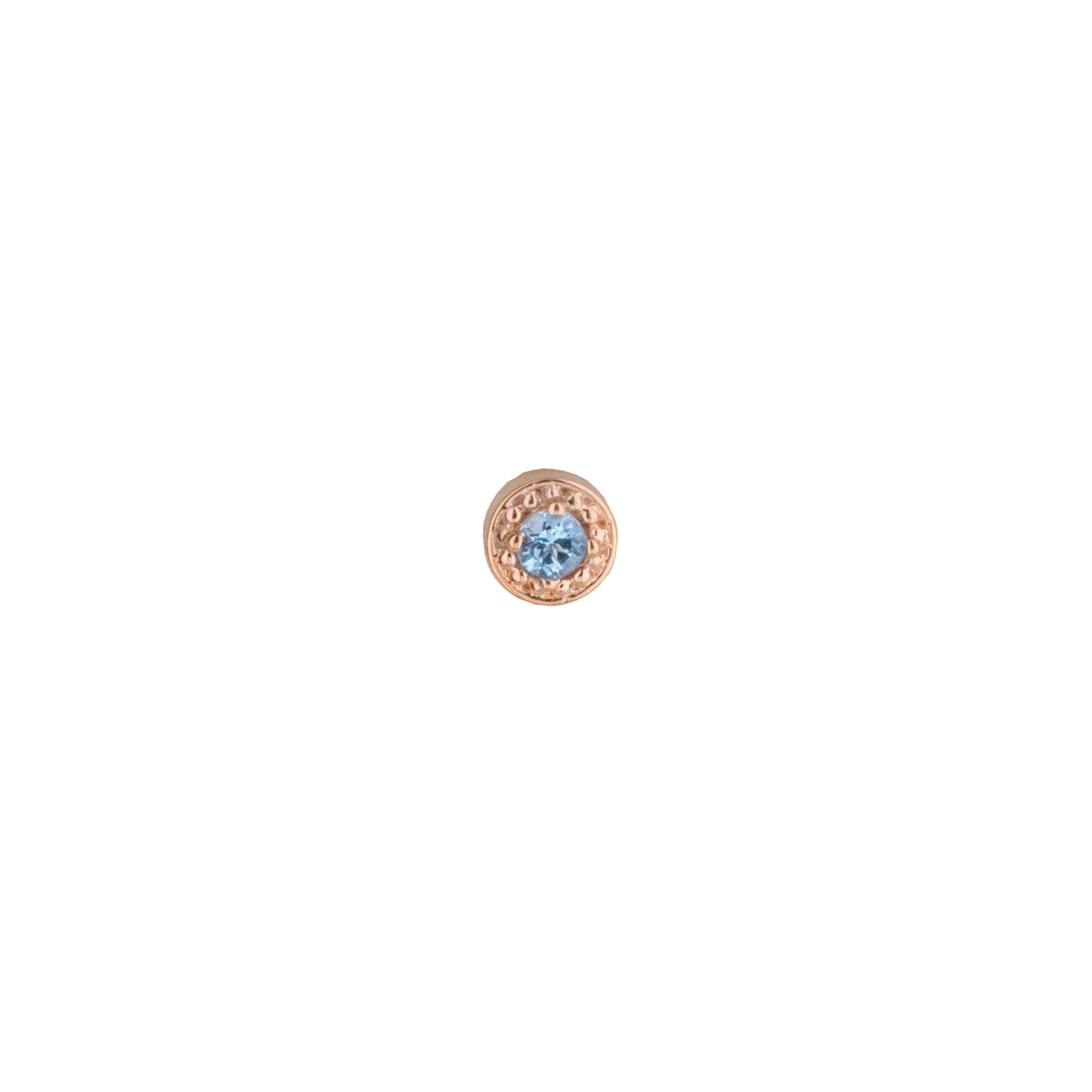 BVLA BVLA 18g rose gold 4.0 "Milgrain Prong" nostril screw with 2.0 AA Swiss blue topaz