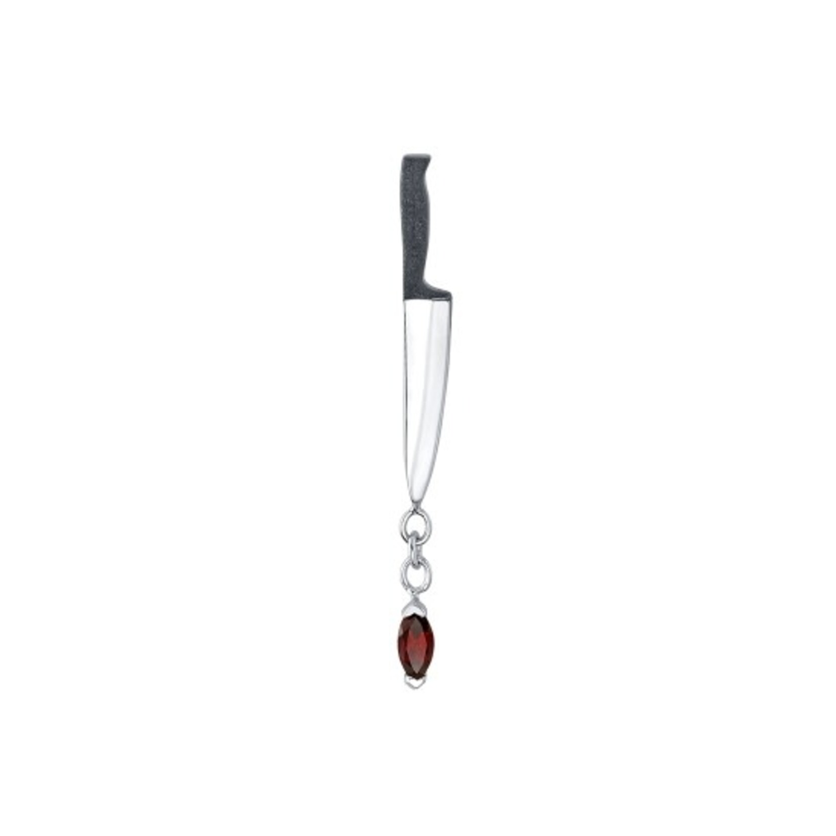 BVLA BVLA "Chef's Kiss" knife threaded end with sandblasted handle and 2.5x1.25 garnet marquise