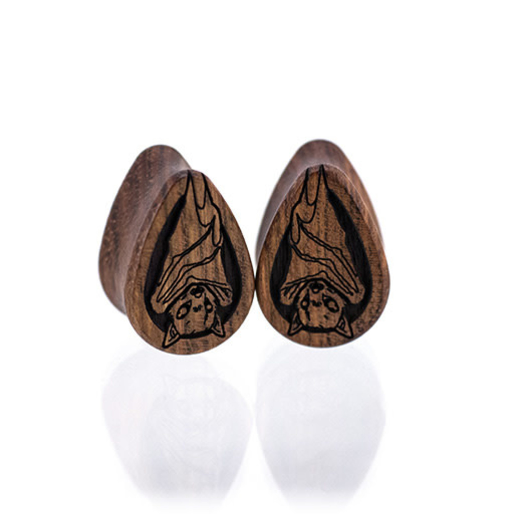 Omerica Organic Omerica Organic double flared Chechen wood Teardrop plugs with Bats