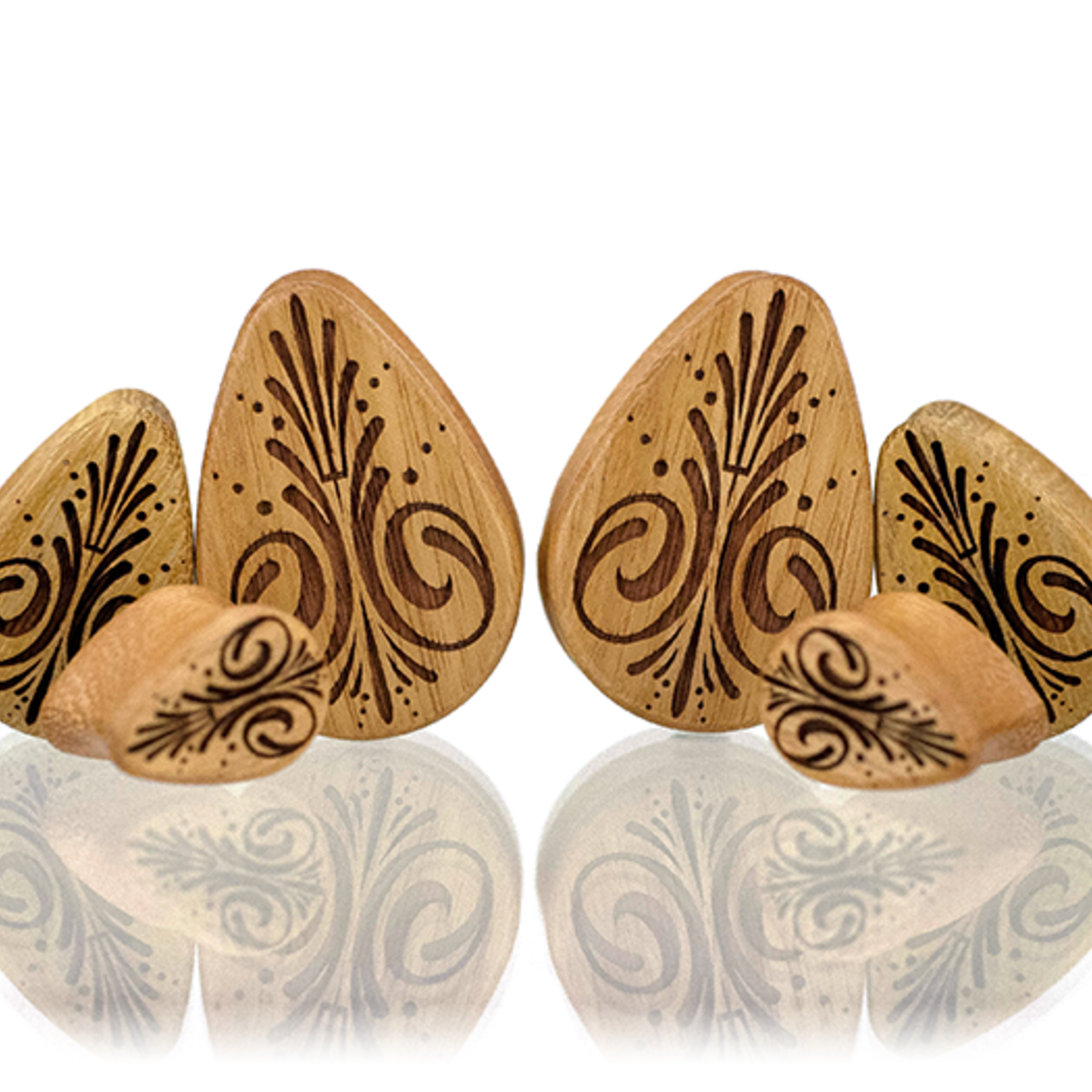 Omerica Organic Omerica Organic double flared Osage Teardrop plugs with pinstriping