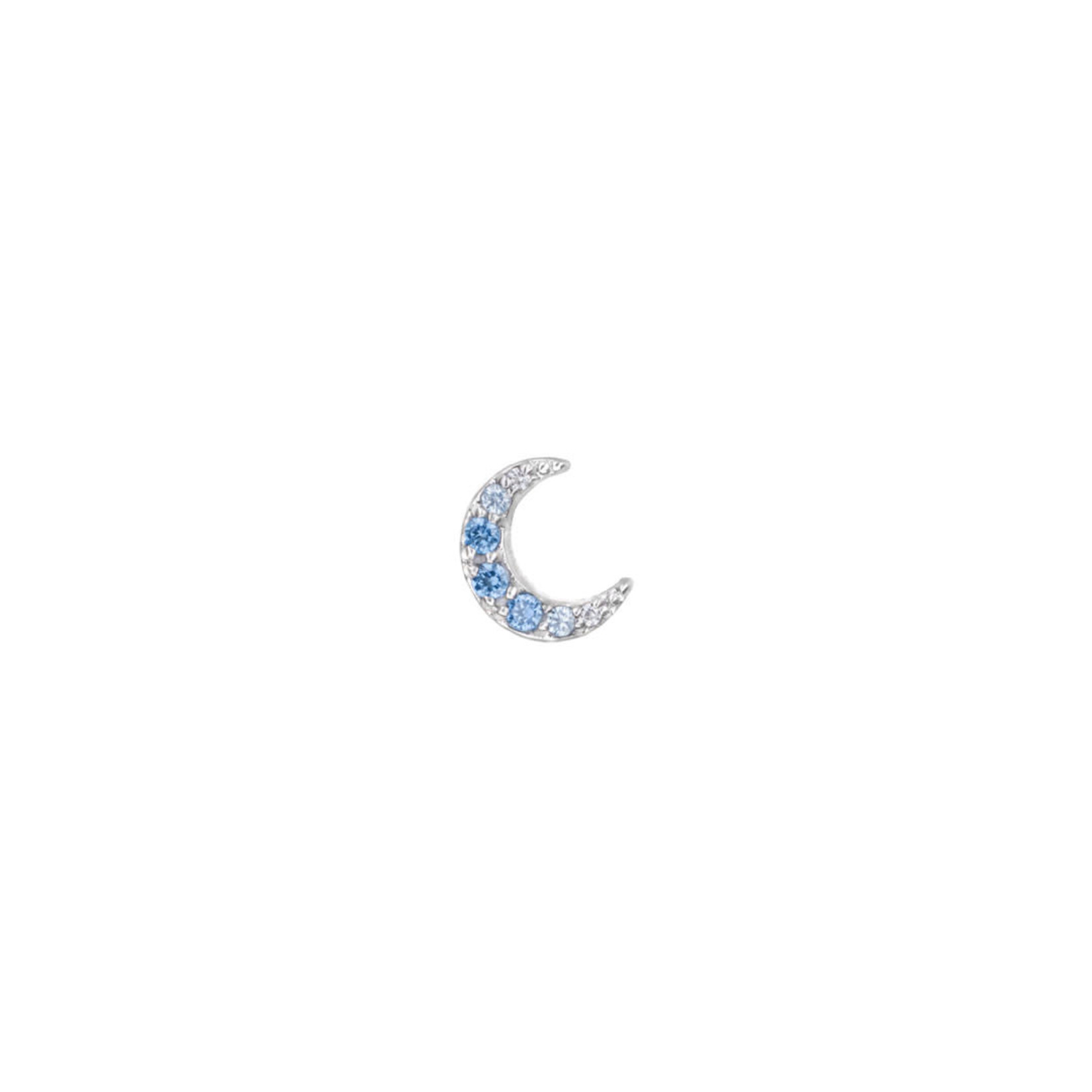 BVLA BVLA white gold "Jula" micro pave moon threaded end with 3x 1.25 Arctic blue CZ, 2x 1.0 light blue CZ, and 2x 0.8 CZ