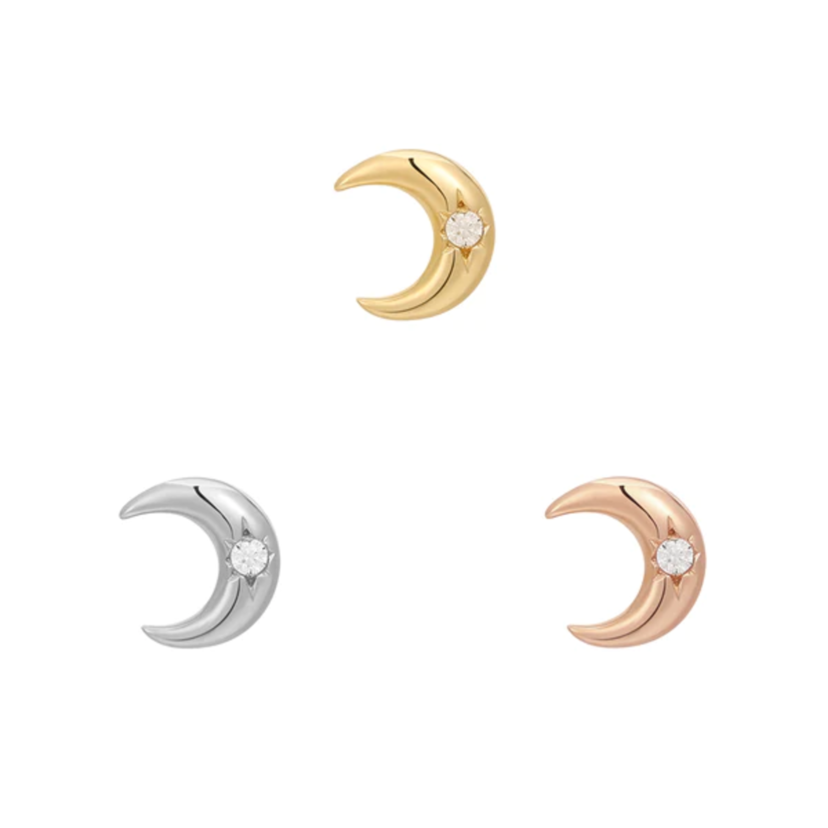 Buddha Jewelry Organics Buddha Jewelry Organics "Moonshine" moon press fit end with CZ