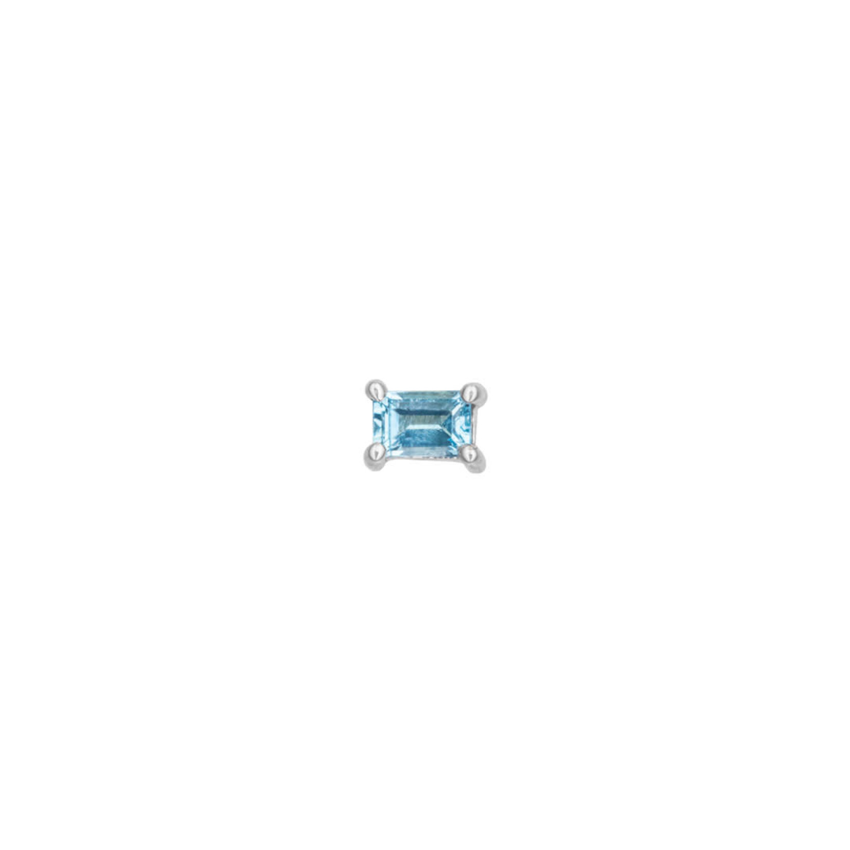 BVLA BVLA press fit prong baguette with 3x2 Swiss blue topaz