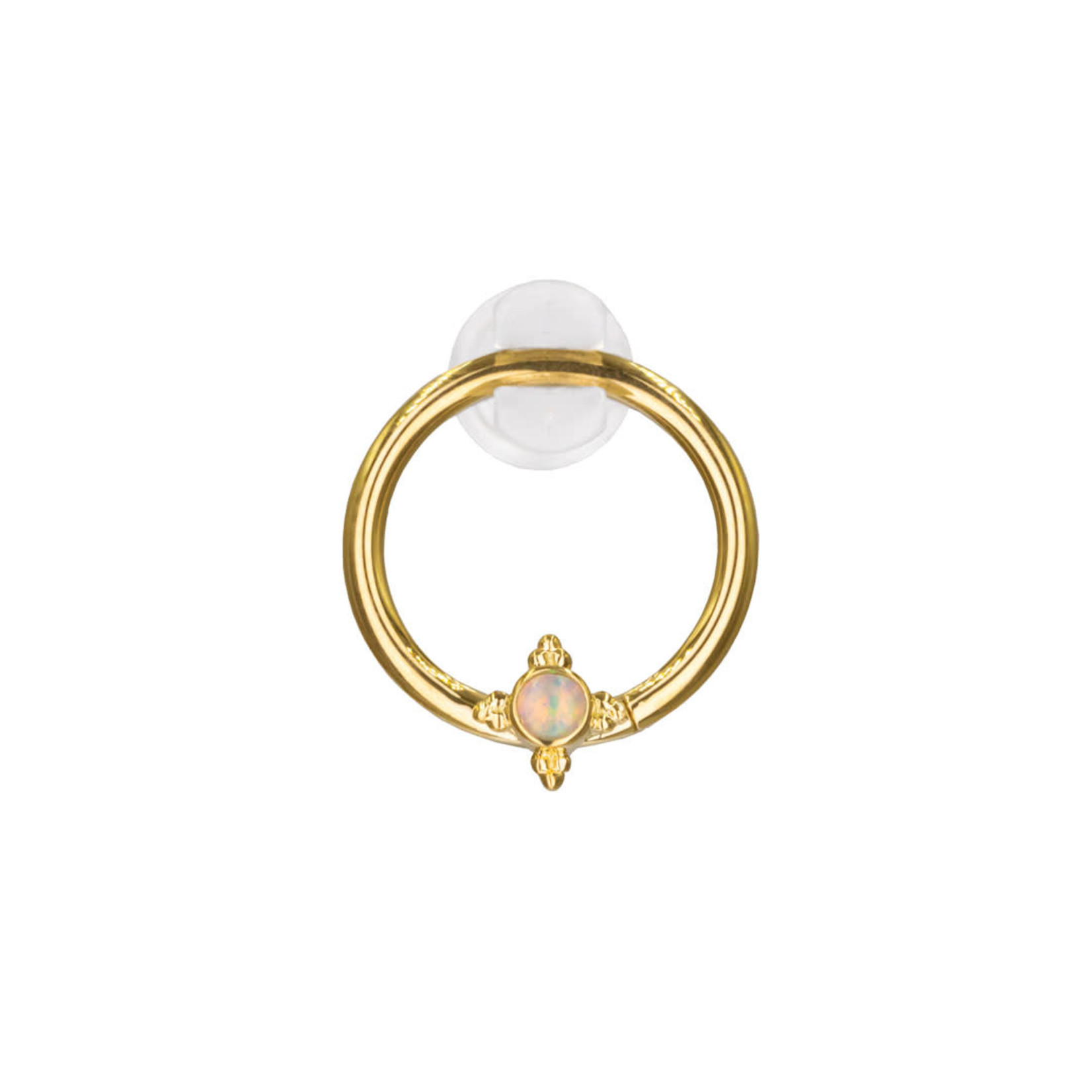 BVLA BVLA 16g Fixed ring with "Mini Kandy" and 2.0 AAA white opal