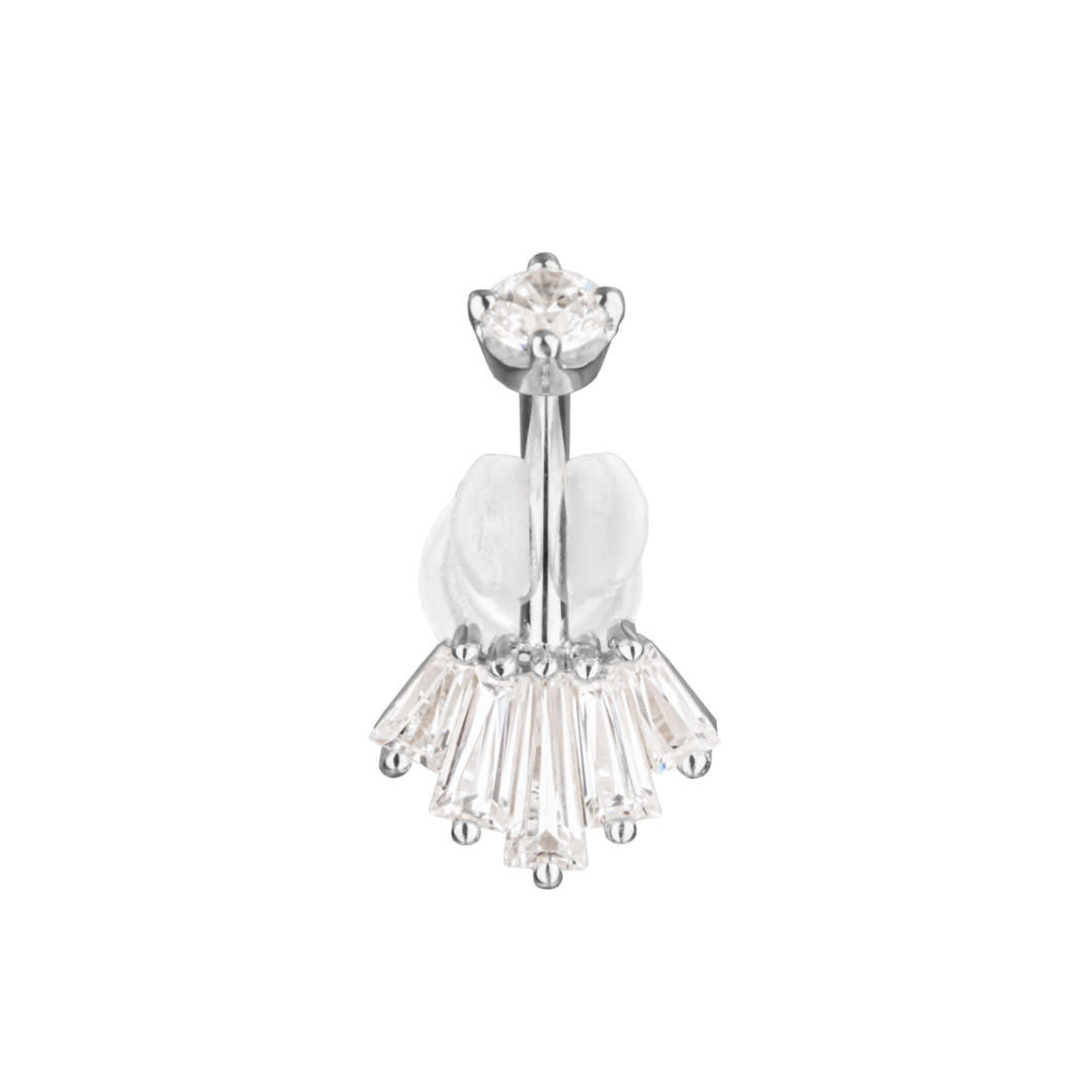 BVLA BVLA 16g "Oceane 5" curved barbell with 3x2x1 CZ baguette x2, 4x2x1 CZ baguette x2 and 5x2x1 CZ baguette x1