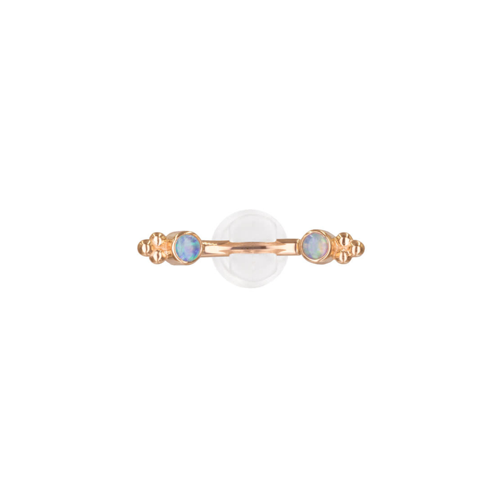 BVLA BVLA 16g curved barbell with bezel set 2.0 white opal with beaded accents