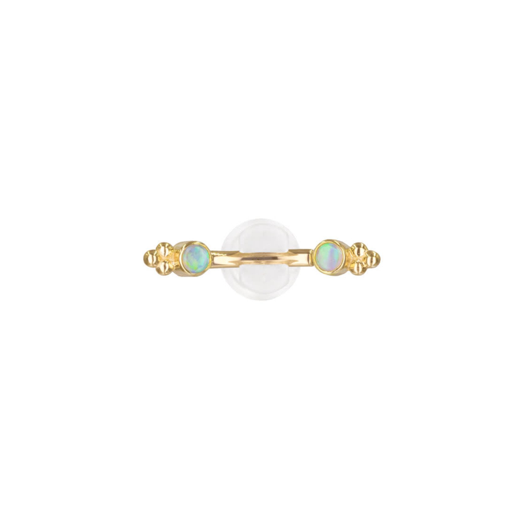 BVLA BVLA 16g curved barbell with bezel set 2.0 white opal with beaded accents