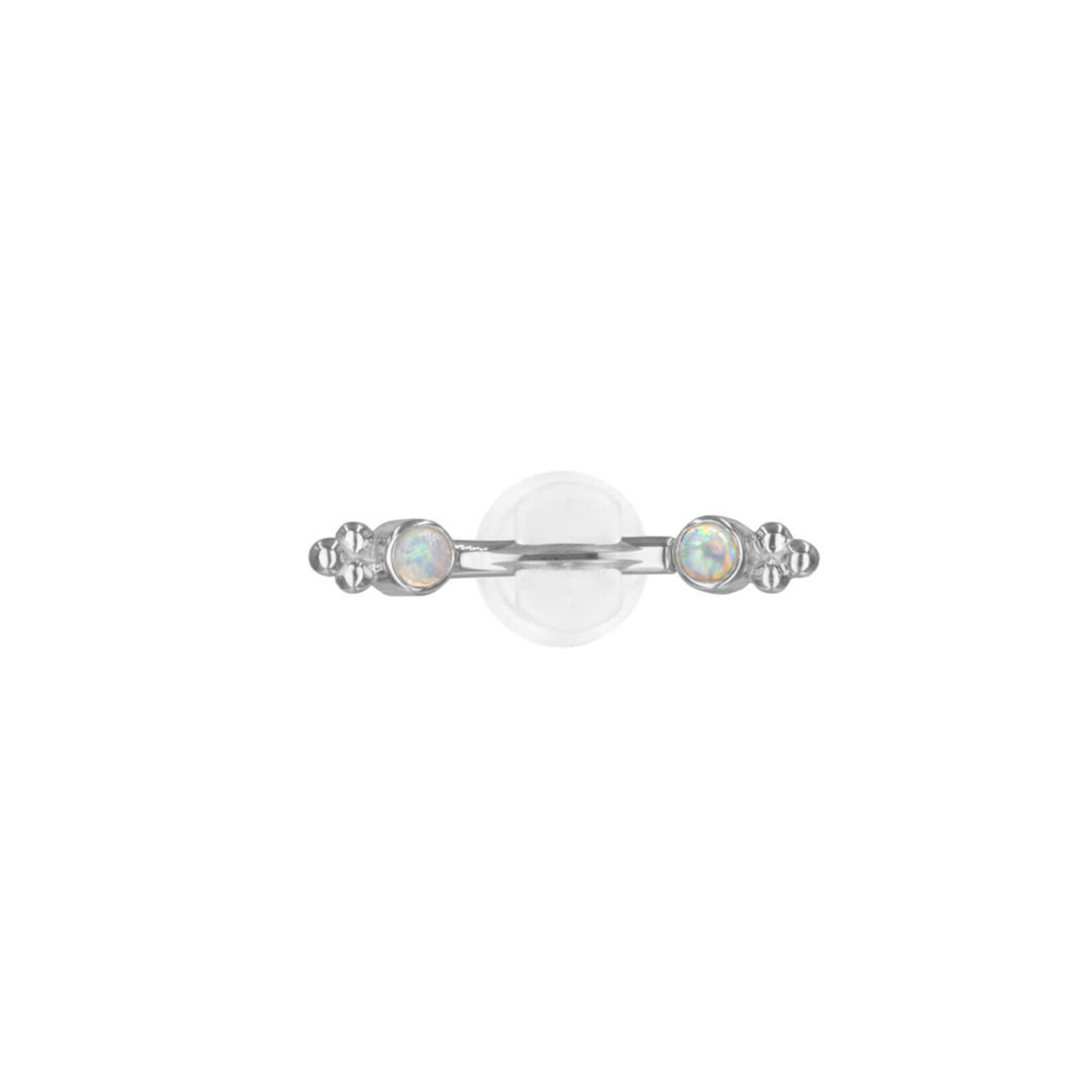 BVLA BVLA 16g curved barbell with bezel set 2.0 white opal with beaded accents