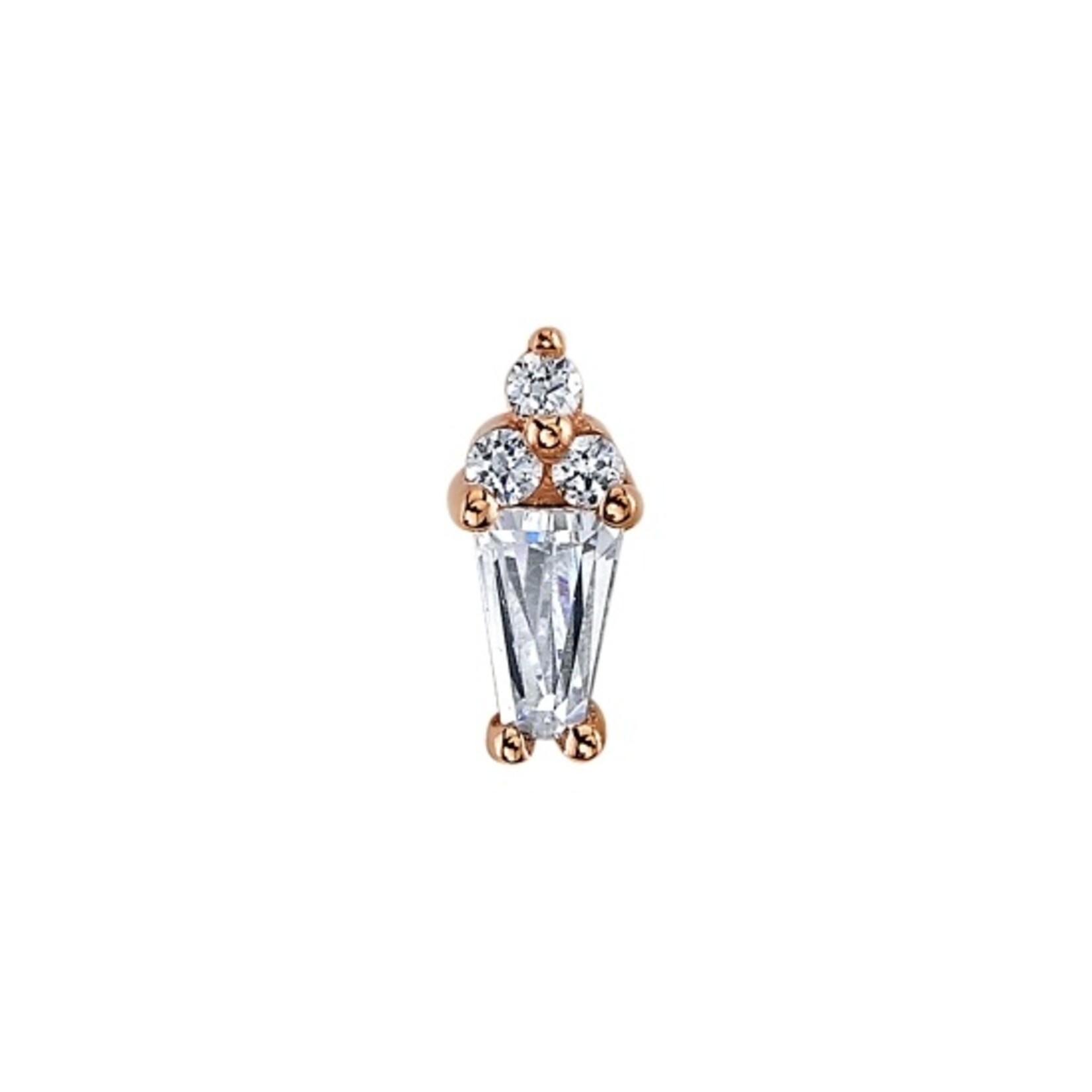 BVLA BVLA "Mirran" threaded end with 3x2x1 Baguette CZ & 3x 1.0 CZ accent