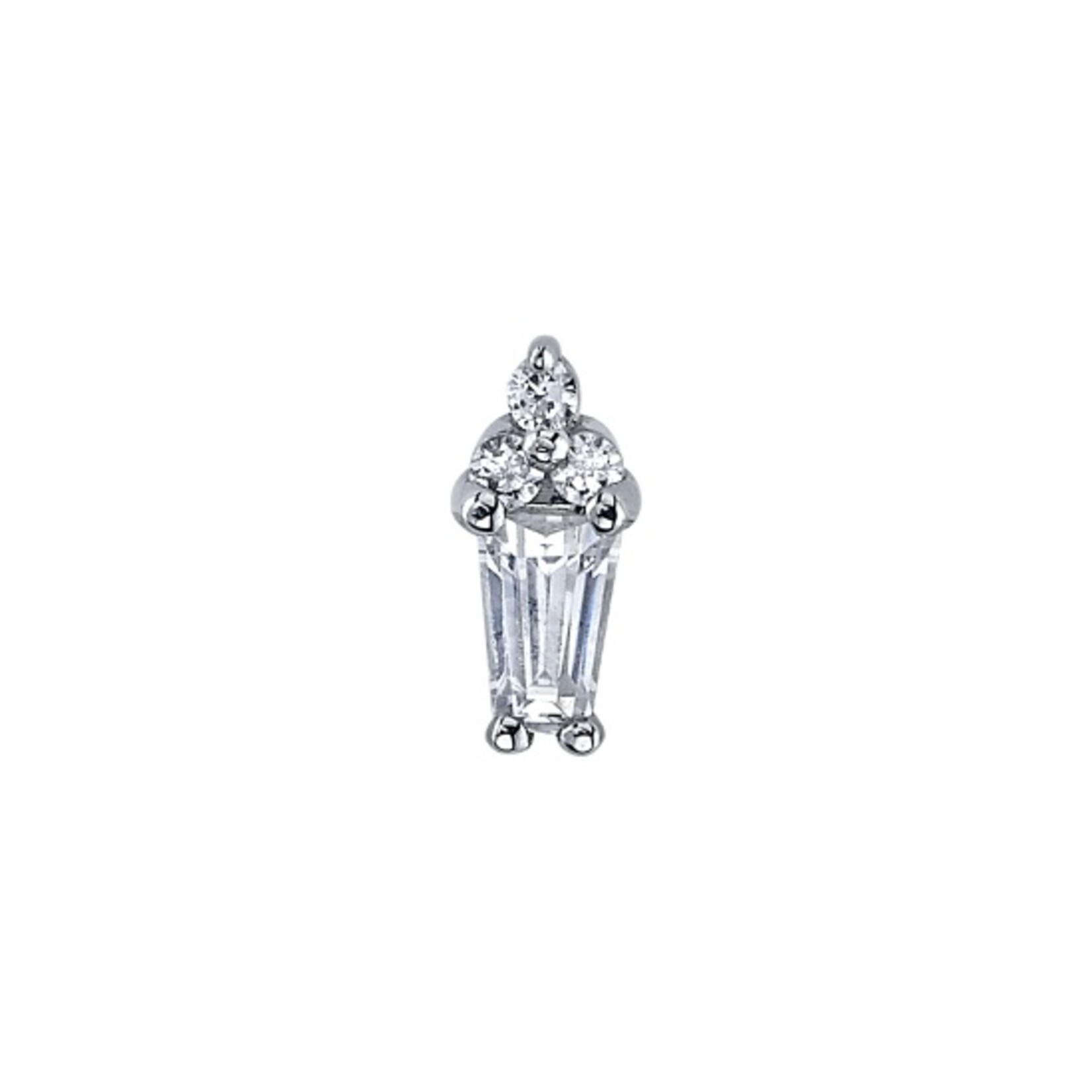 BVLA BVLA "Mirran" threaded end with 3x2x1 Baguette CZ & 3x 1.0 CZ accent