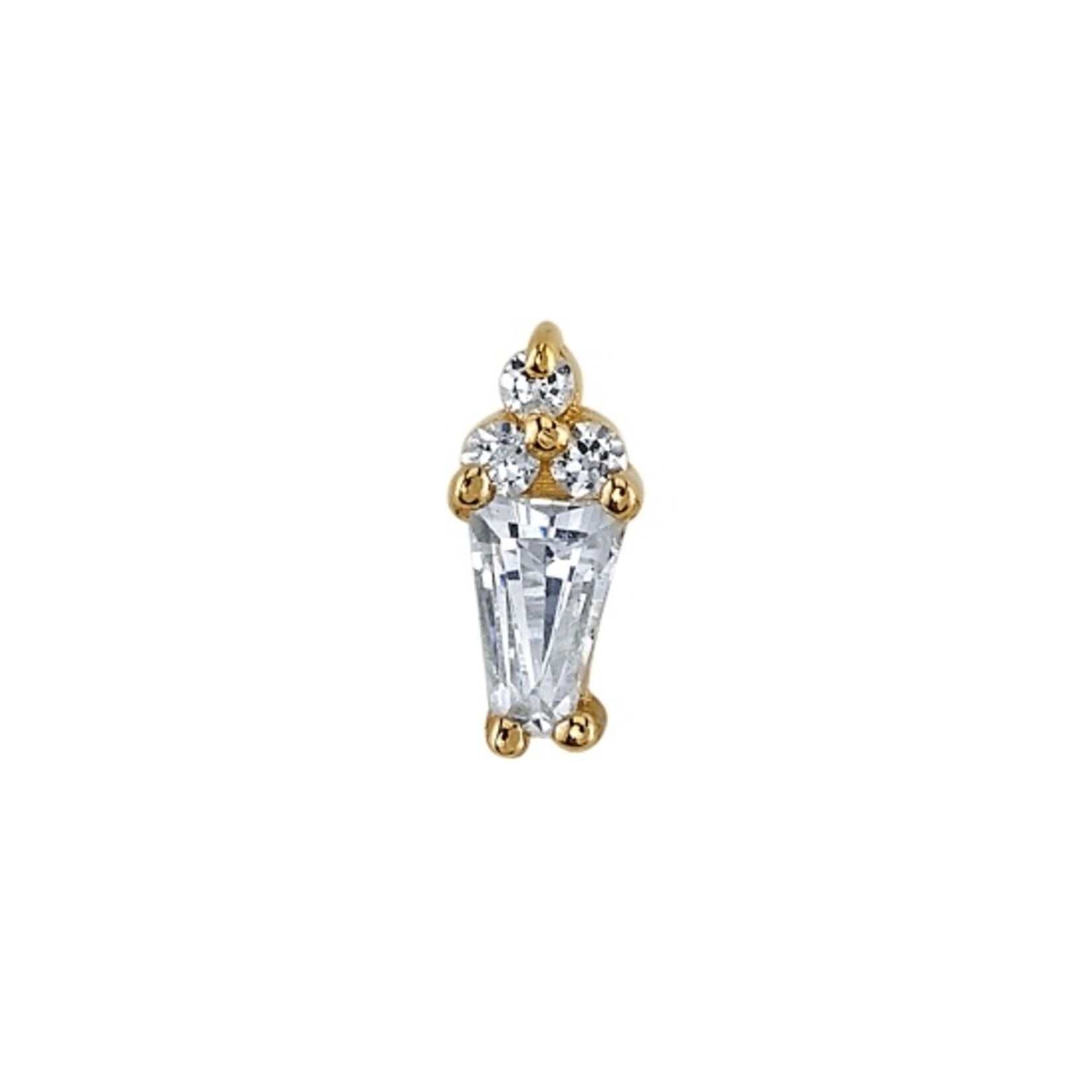 BVLA BVLA "Mirran" threaded end with 3x2x1 Baguette CZ & 3x 1.0 CZ accent