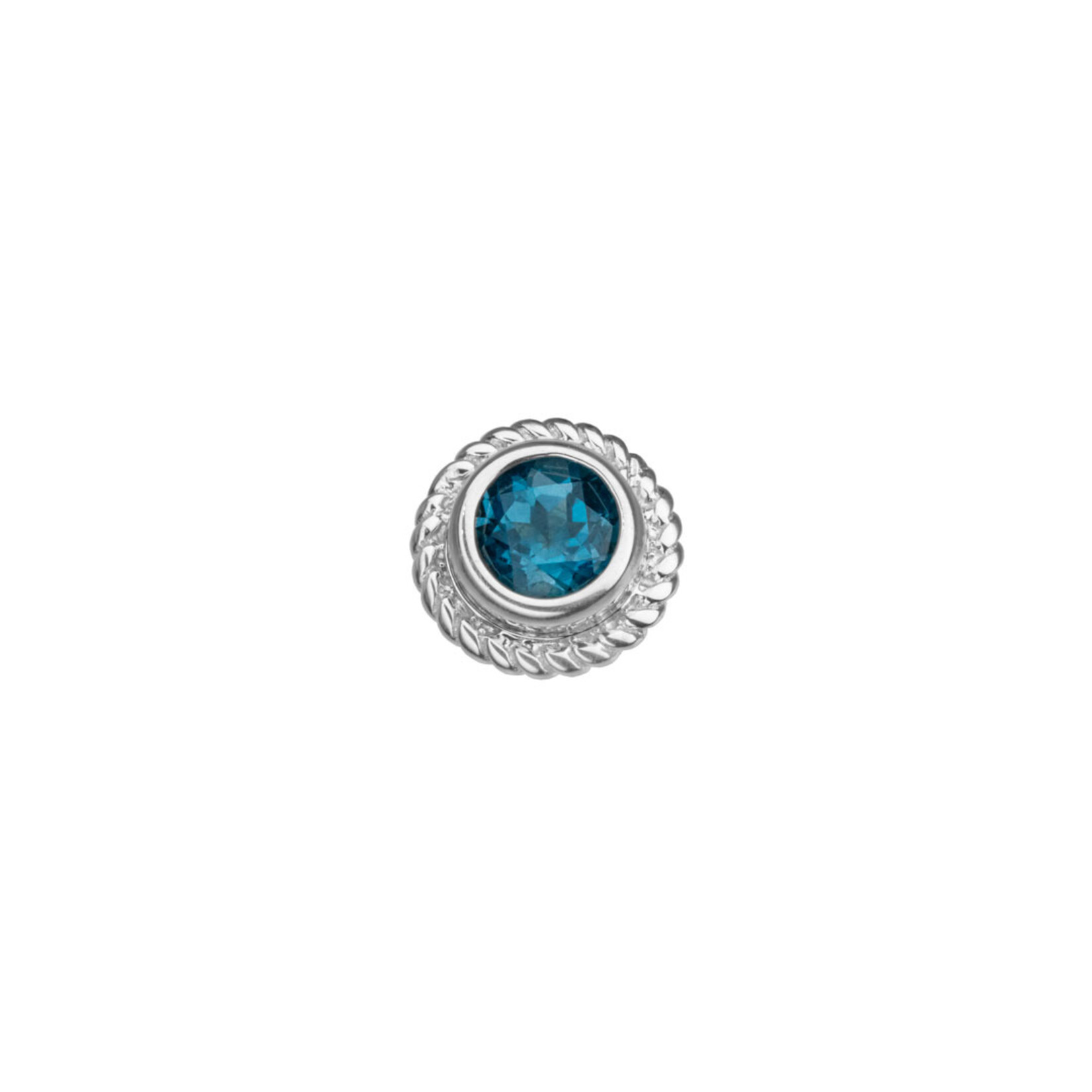 BVLA BVLA white gold 10.5 "Braided Choctaw" threaded end with London Blue Topaz