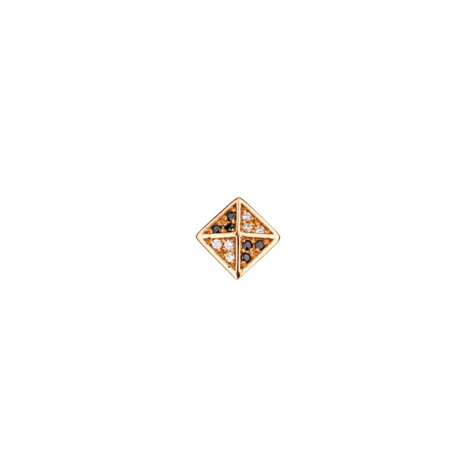 BVLA BVLA rose gold "Micro Pave Square Pyramid" threaded end with Black and white CZ