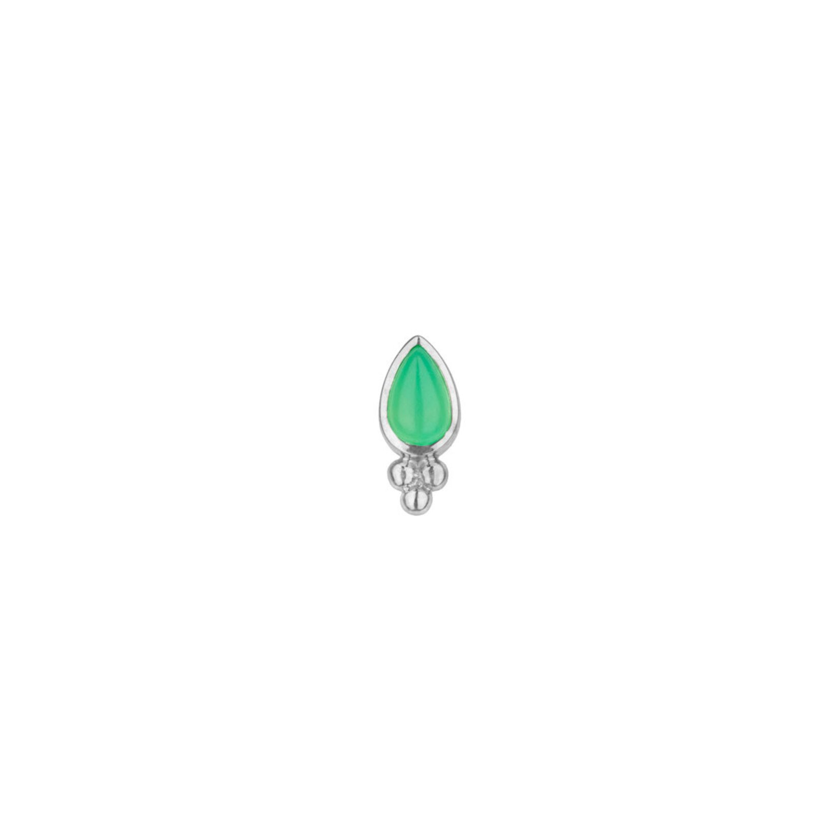 BVLA BVLA white gold "Beaded pear bezel" threaded end with chrysoprase
