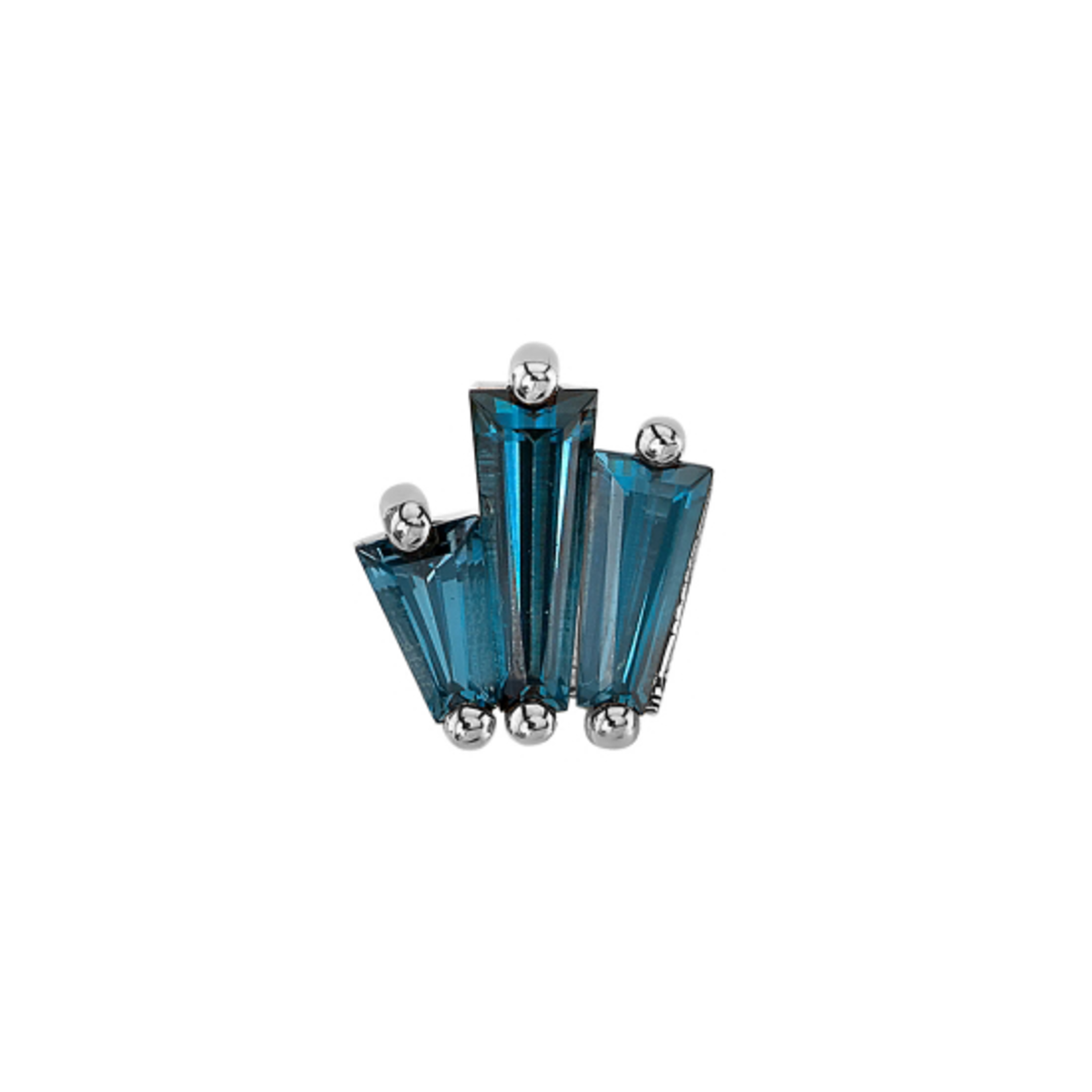 BVLA BVLA white gold "Labels or Love" threaded end with tapered London blue topaz baguettes