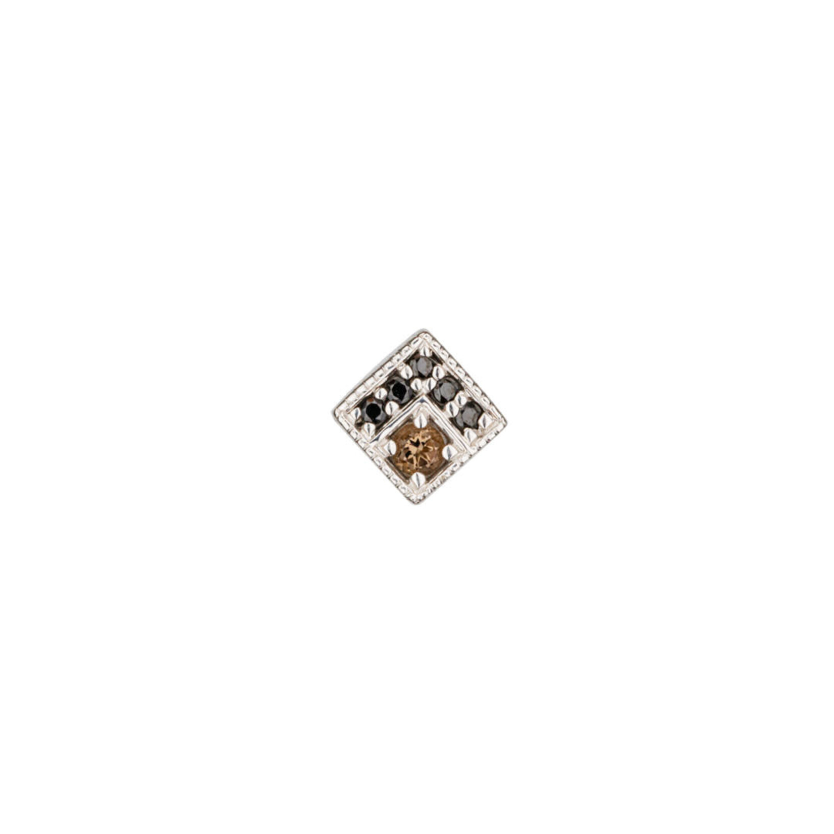 BVLA BVLA white gold "Endymion Square" threaded end with 5x 1.0 Smoky Quartz & 2.0 black CZ