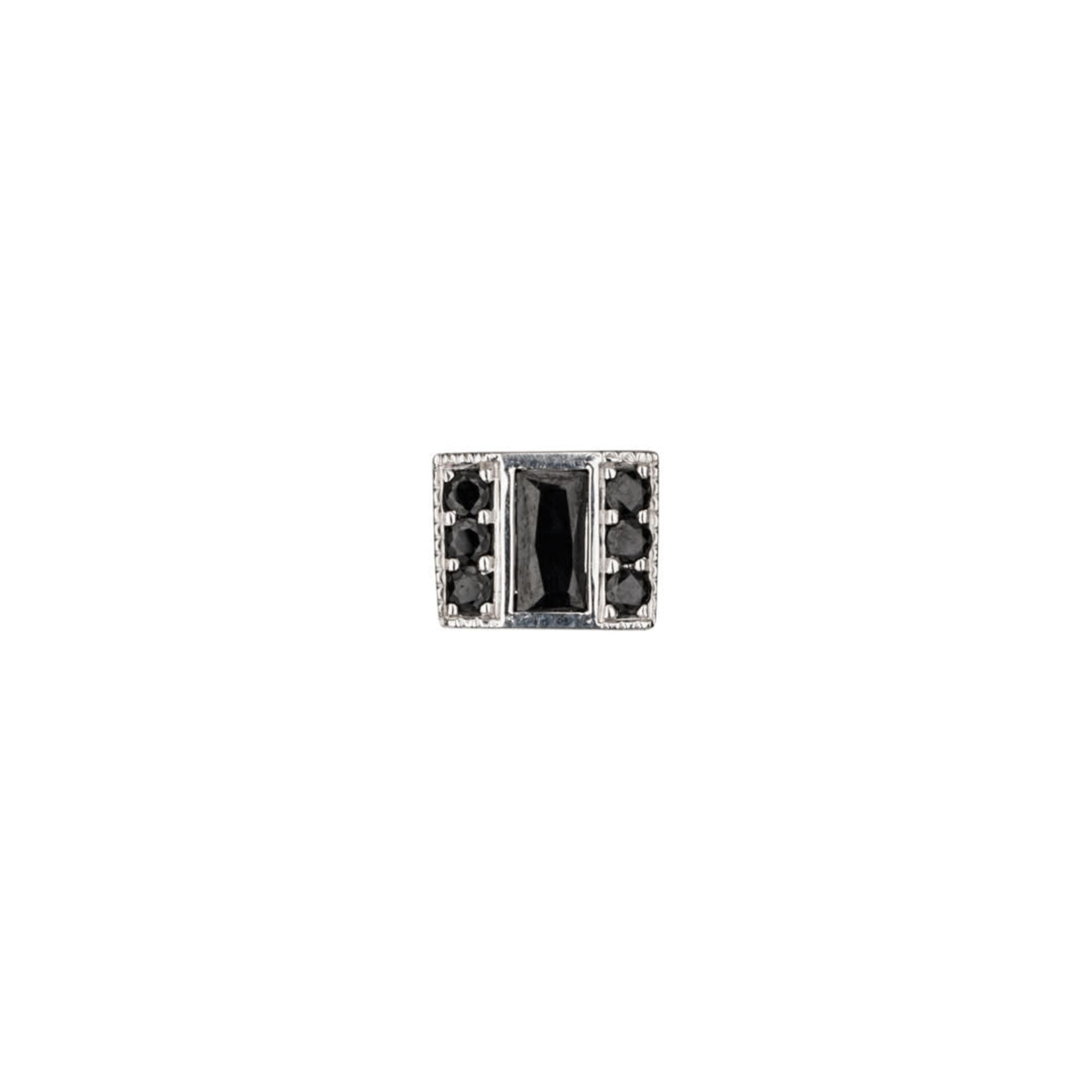BVLA BVLA white gold "Endymion Rectangle" threaded end with 6x 1.0 black CZ & 4x2 onyx baguette