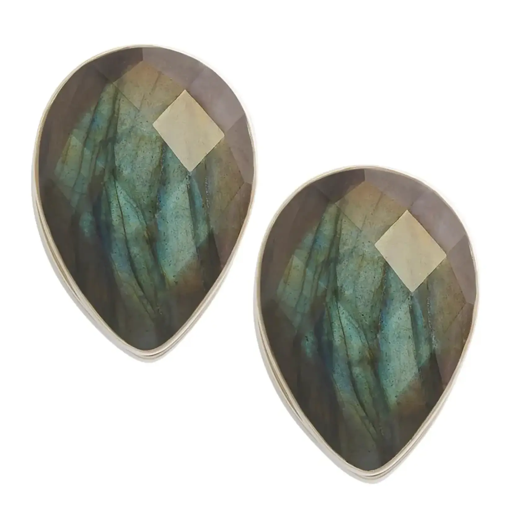 Diablo Organics Diablo Organcs medium white brass spade weights with faceted labradorite