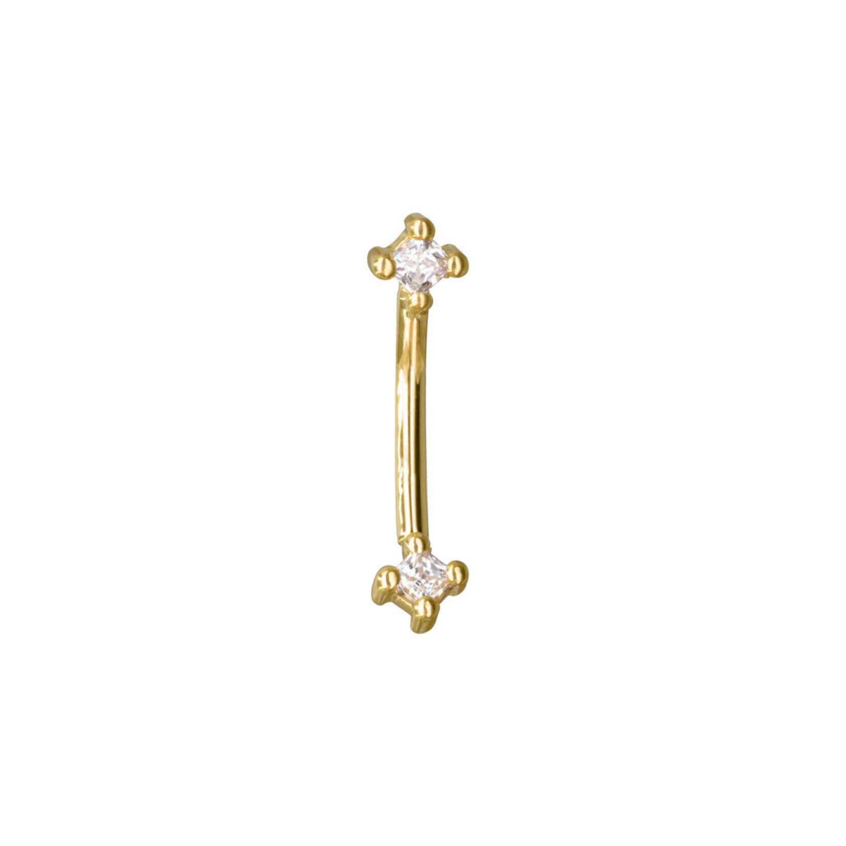 BVLA BVLA 16g Princess prong curved barbell with 2.0 CZ