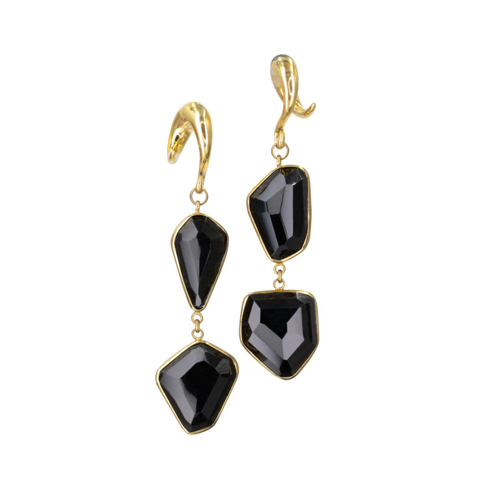 Diablo Organics Diablo Organics Free-Form brass hanging design with faceted onyx on large classic coil