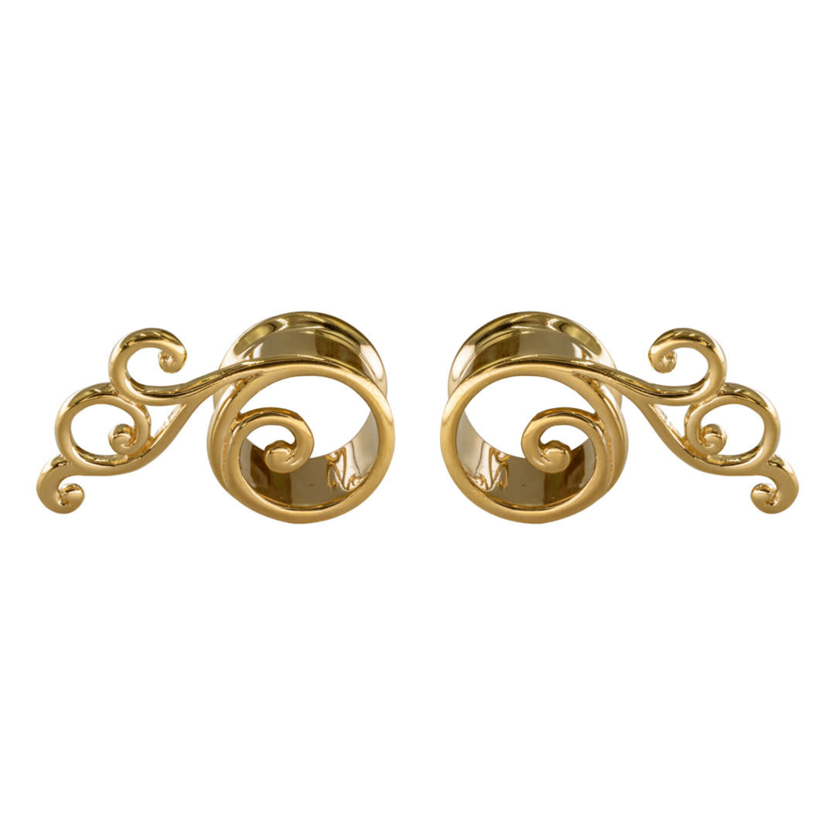 Tawapa Tawapa 5/8 yellow gold plated "Twisting Vine" double flared eyelets