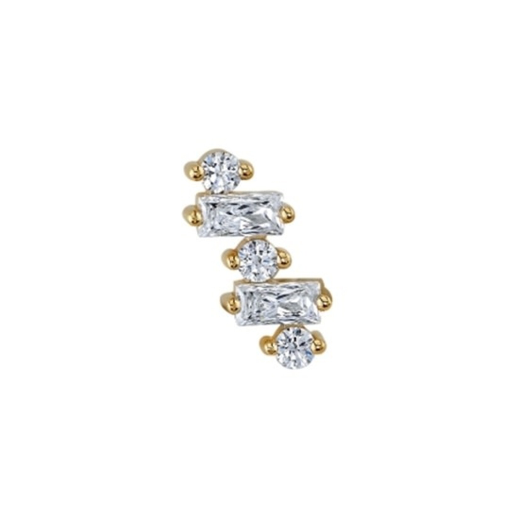 BVLA BVLA 8x4 "Divina" threaded end with 2x 3x1.5 CZ baguette and 3x 1.5 baguette