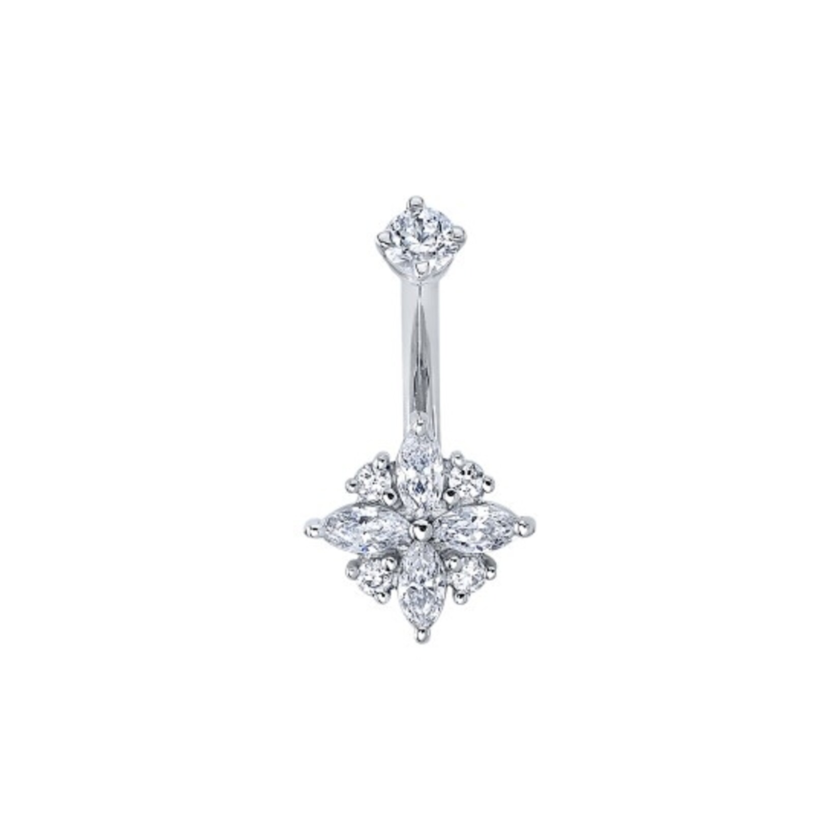 BVLA BVLA 16g "Pleades" j-curve with 4x 1.25 CZ and 3.0 CZ top