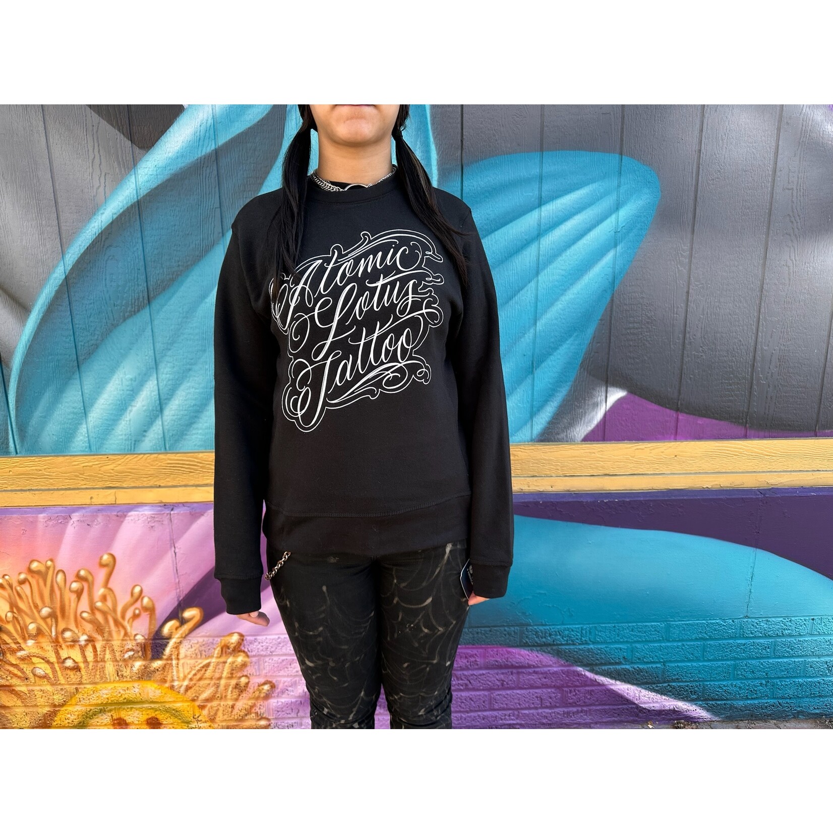 Atomic Lotus Tattoo Script Pullover