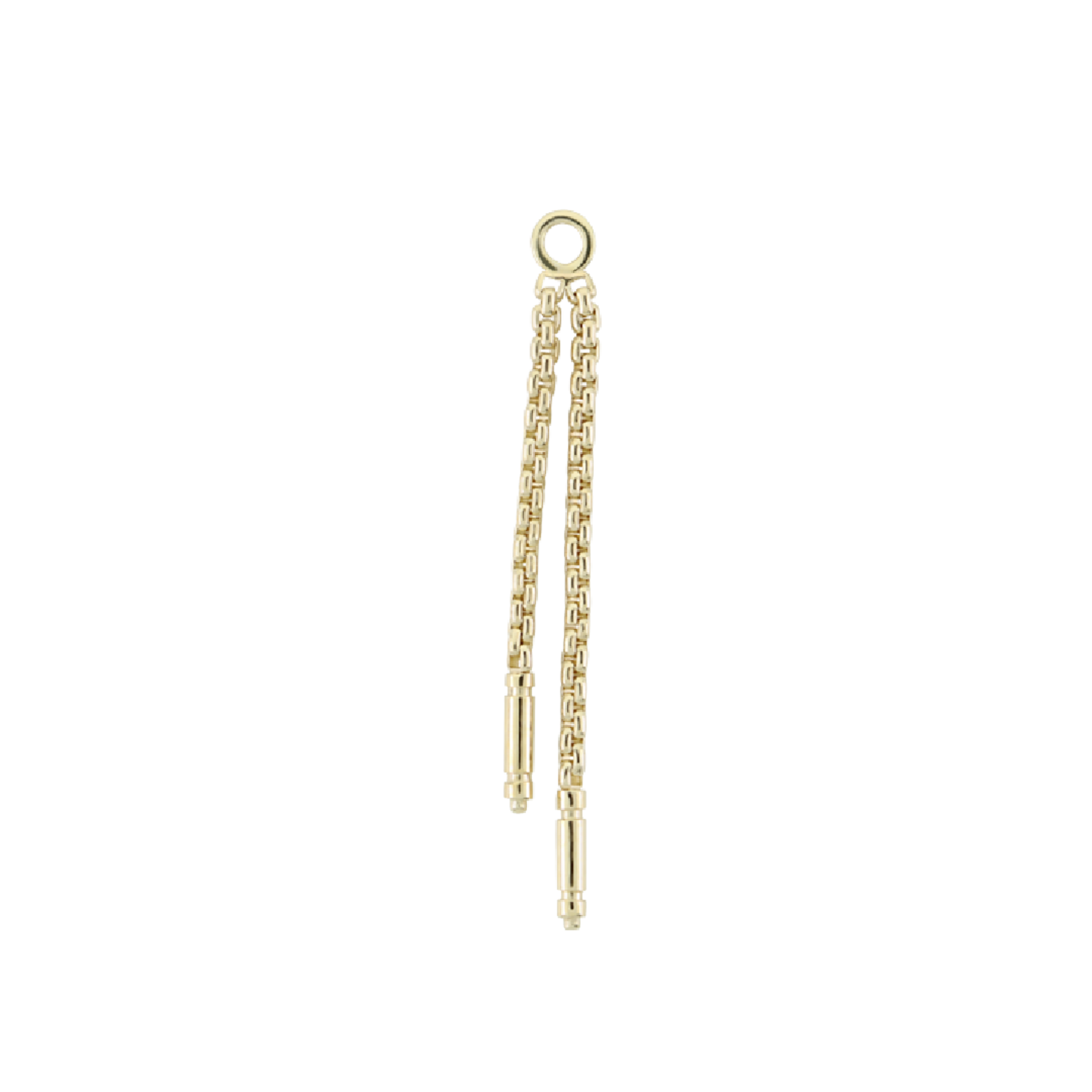 LeRoi LeRoi solid 14 karat gold "Meander II" chain with double dangle. 16.1mm length on 16g jump ring