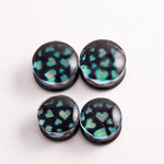 BVLA Glasswear Studios Heart Foil Double Flared Plugs