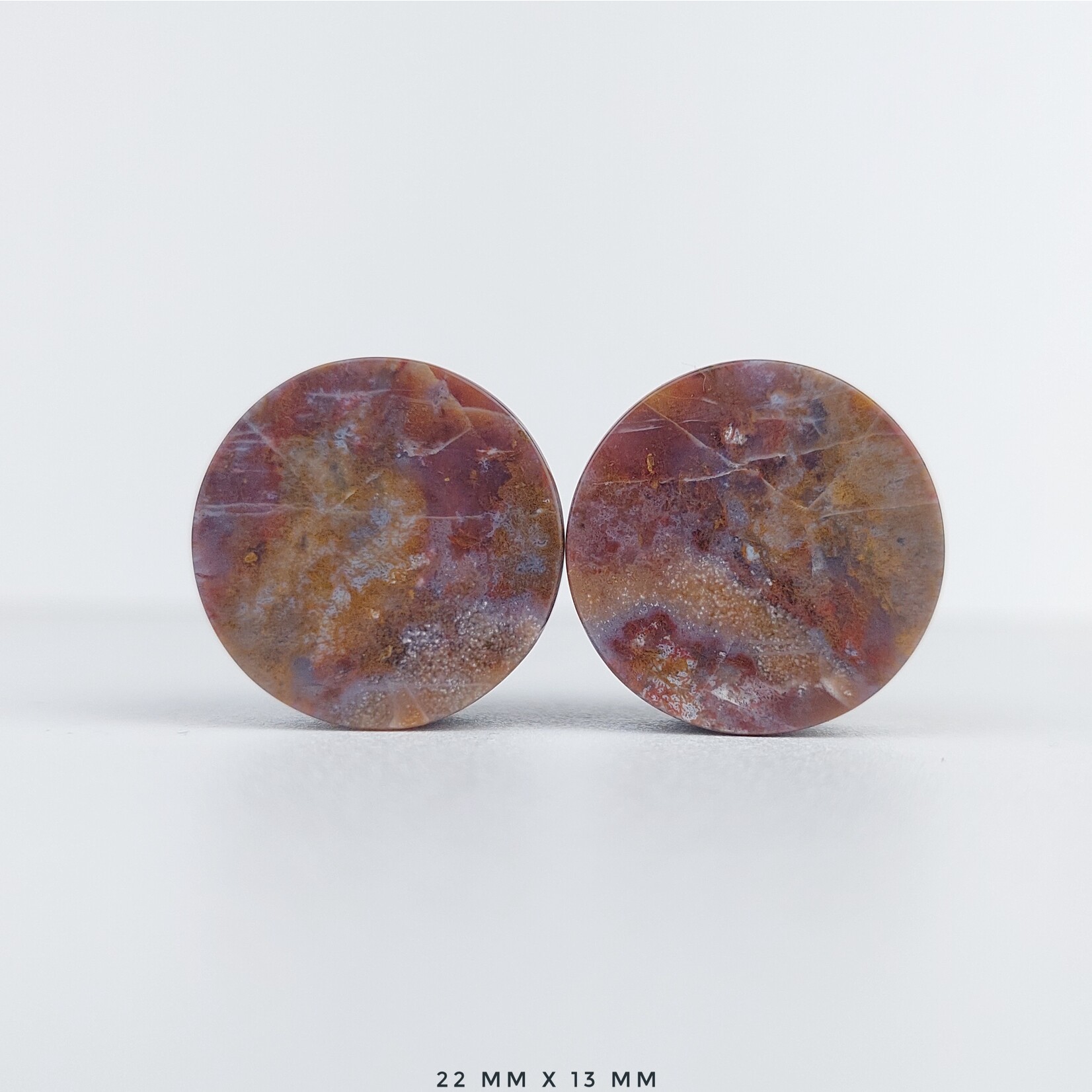 Grit Lapidary Grit Lapidary premium double flared Red Moss Agate plugs