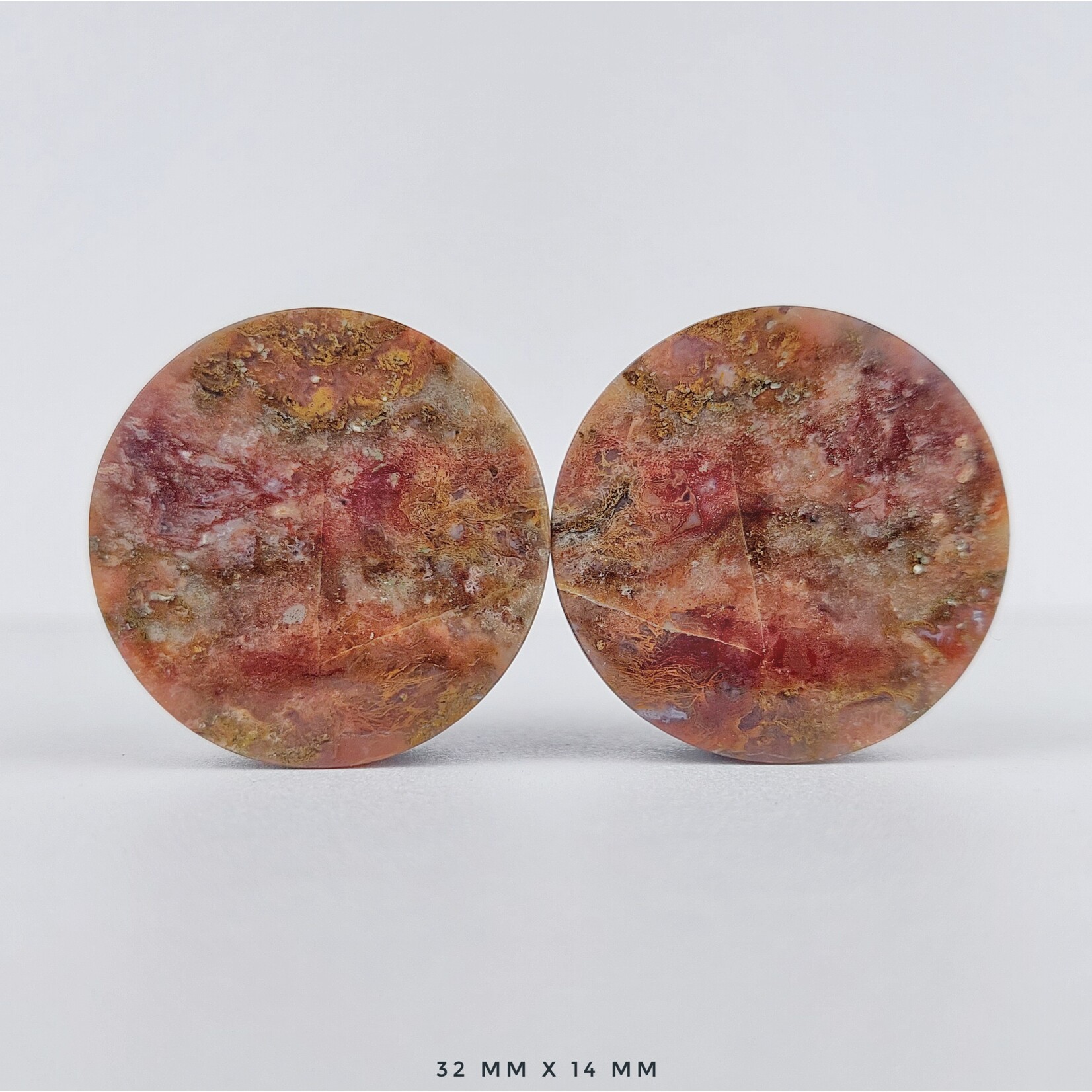 Grit Lapidary Grit Lapidary premium double flared Red Moss Agate plugs