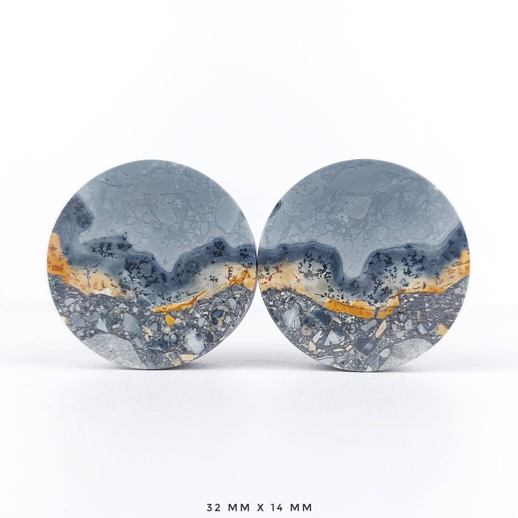Grit Lapidary Grit Lapidary premium double flared Dendritic Maligano Jasper plugs
