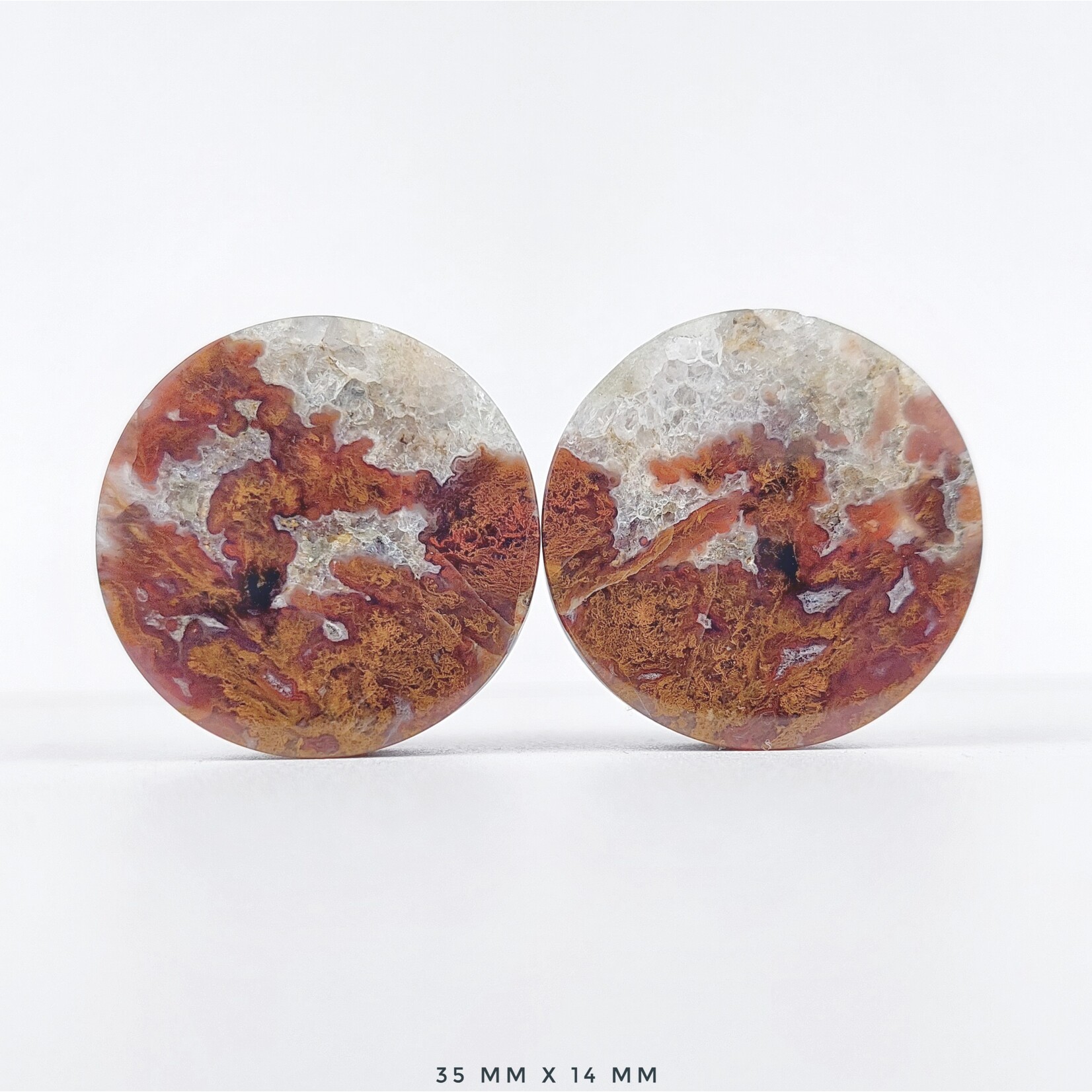 Grit Lapidary Grit Lapidary premium double flared Red Moss Agate plugs