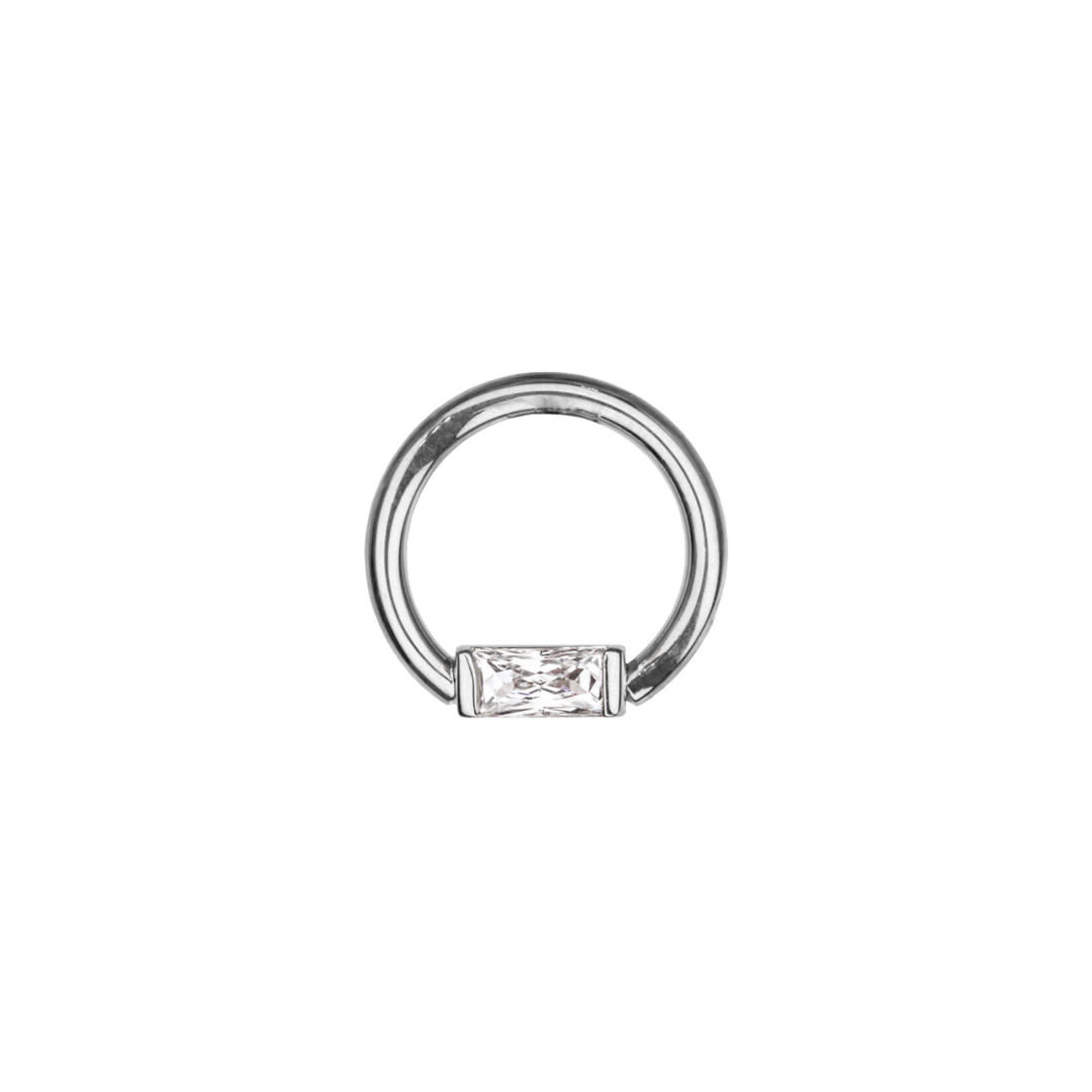BVLA BVLA 16g fixed ring with CZ baguette. Nipple orientation