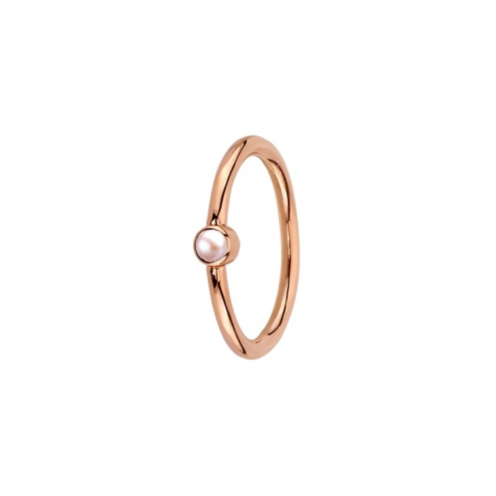 BVLA BVLA 16g 7/16 rose gold fixed bezel ring with pink pearl.