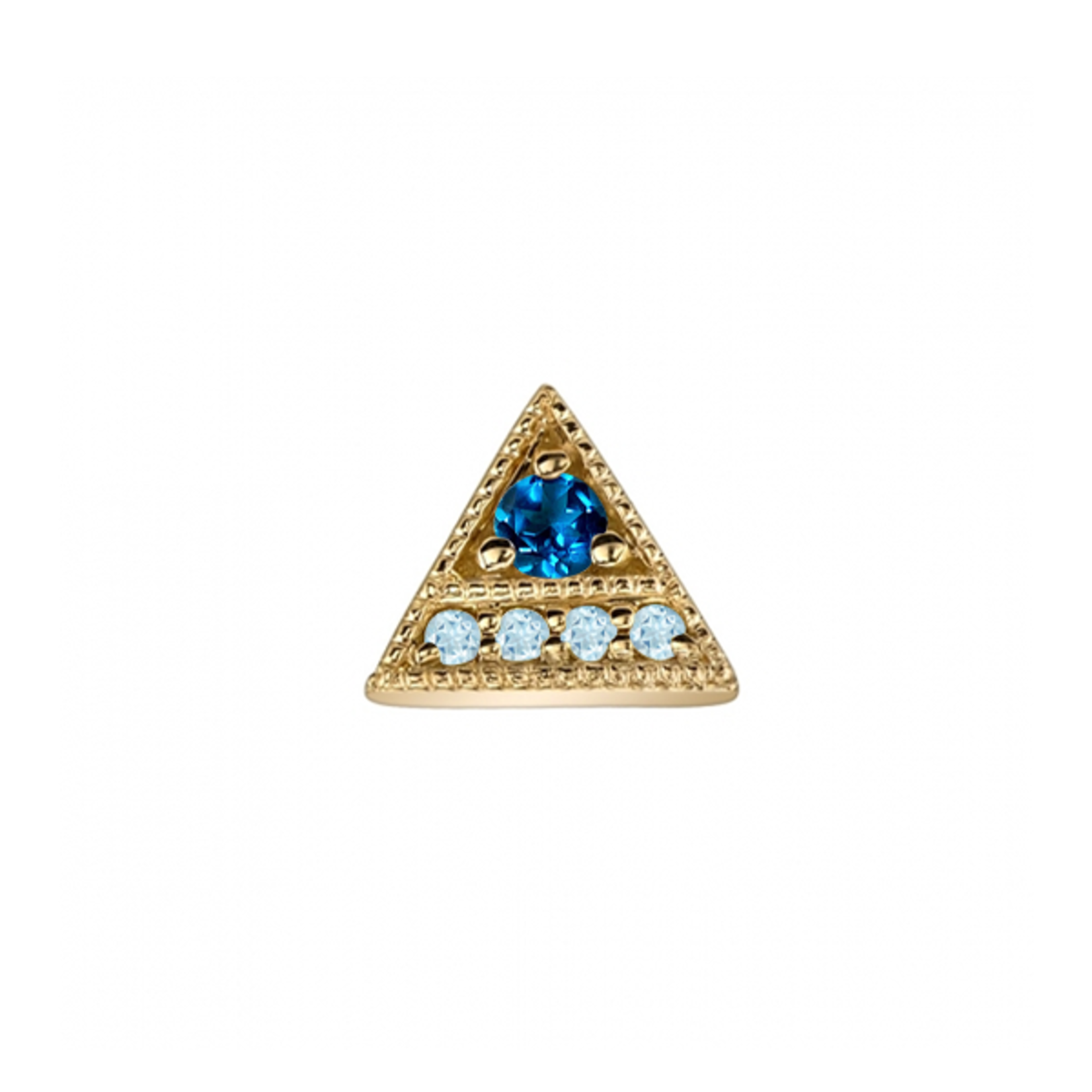 BVLA BVLA yellow gold "Endymion Triangle" threaded end with 2.0 London blue Topaz & 4x 1.0 Swiss blue topaz