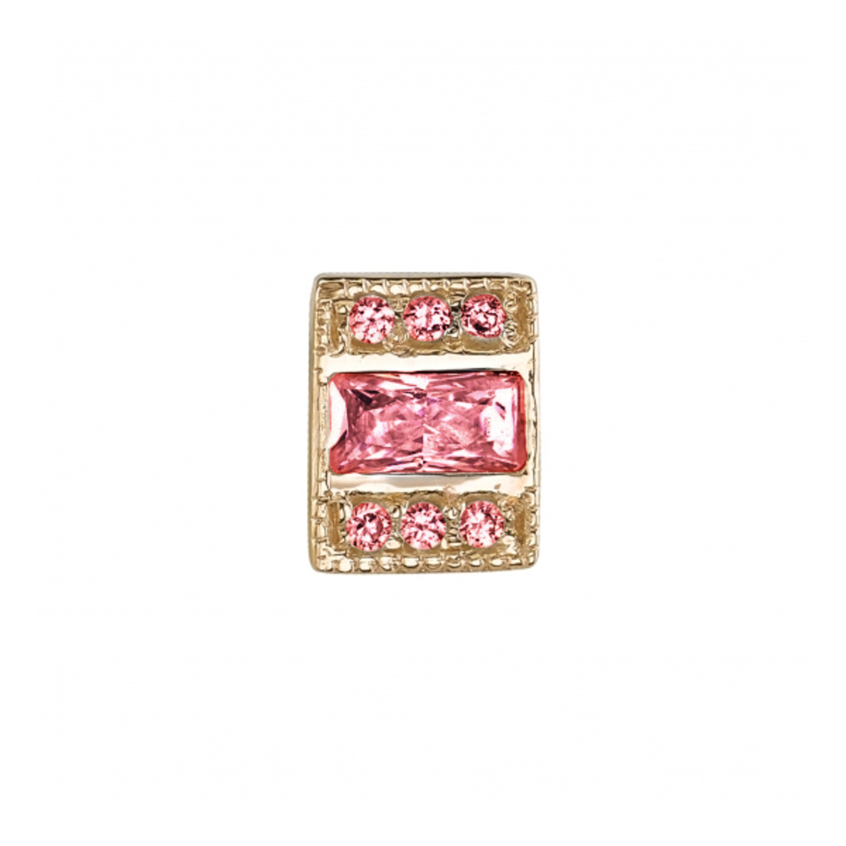 BVLA BVLA yellow gold "Endymion rectangle" threaded end with 6x 1.0 AA Rhodolite & 1x 4x2 rhodolite baguette