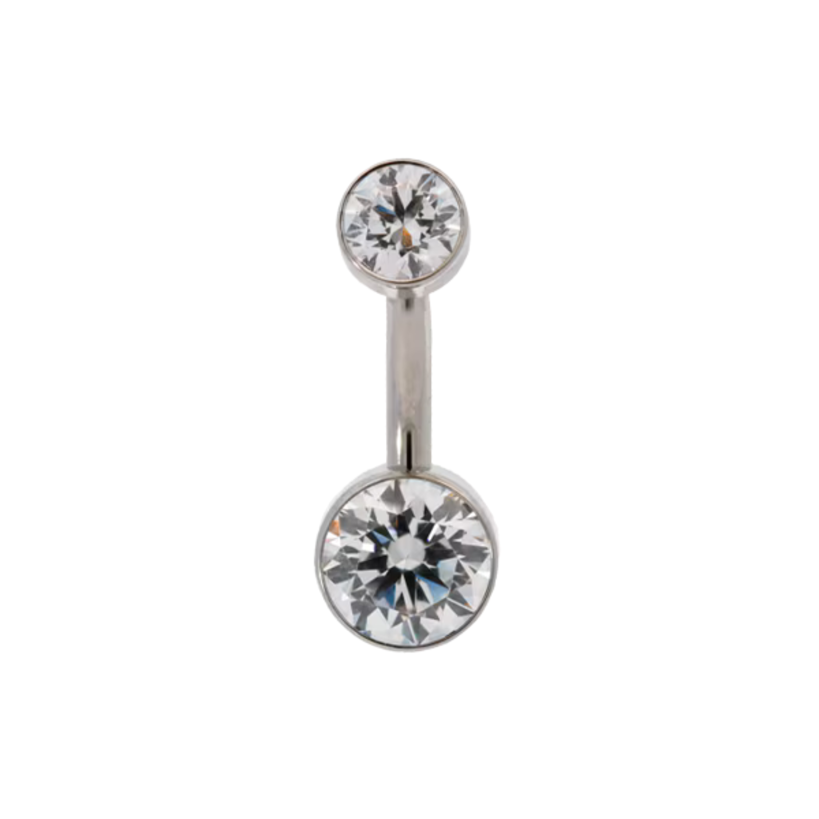 LeRoi Leroi 14g titanium bezel set double stone navel curve