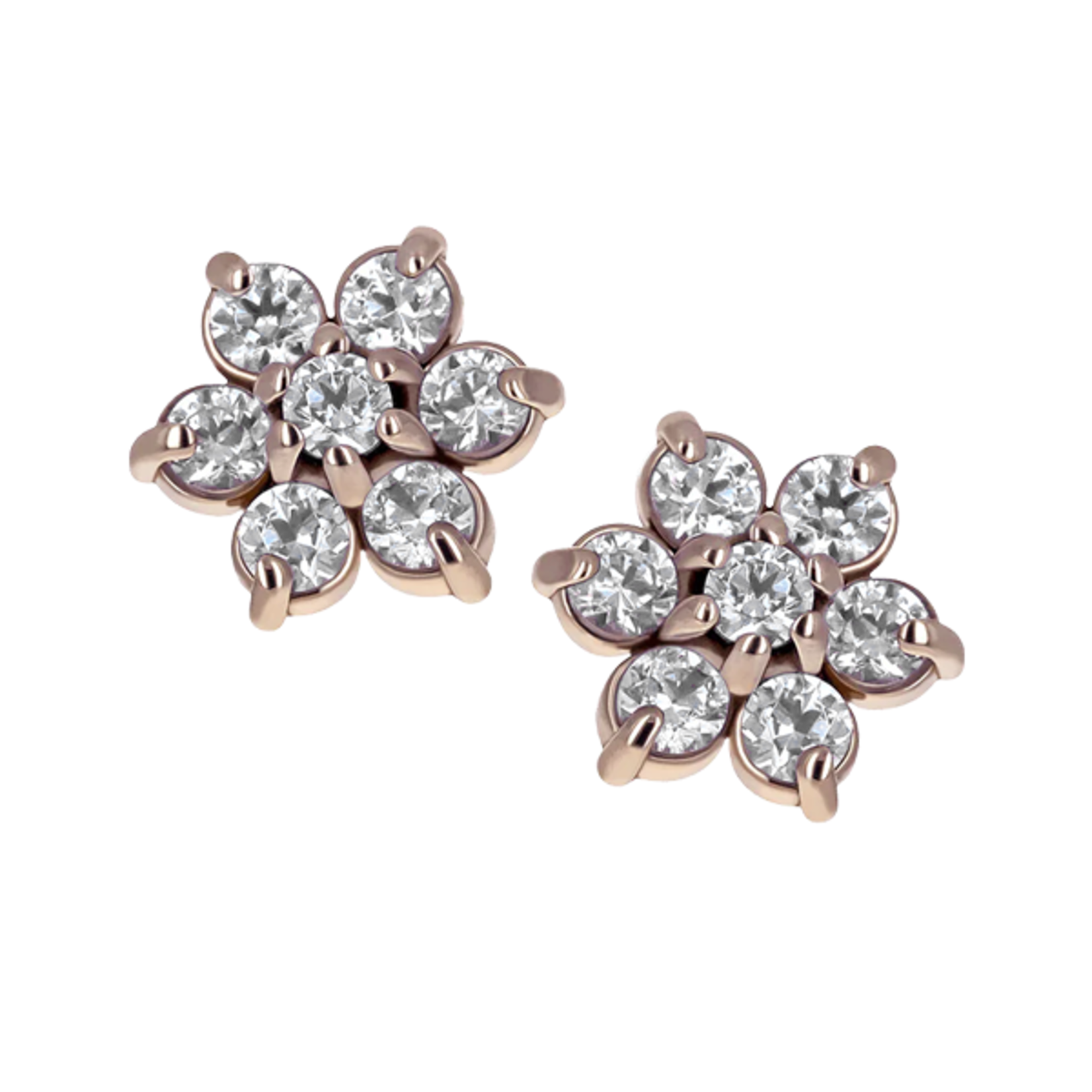 Anatometal Anatometal 14g gold flower threaded end with CZ