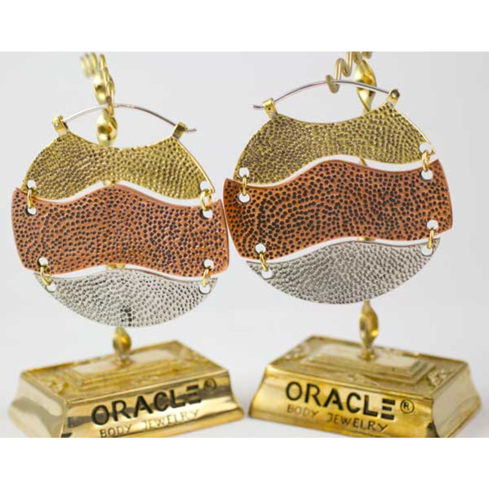 Oracle Oracle mixed metal 60.0 "Hammered Trilogy Hoops"