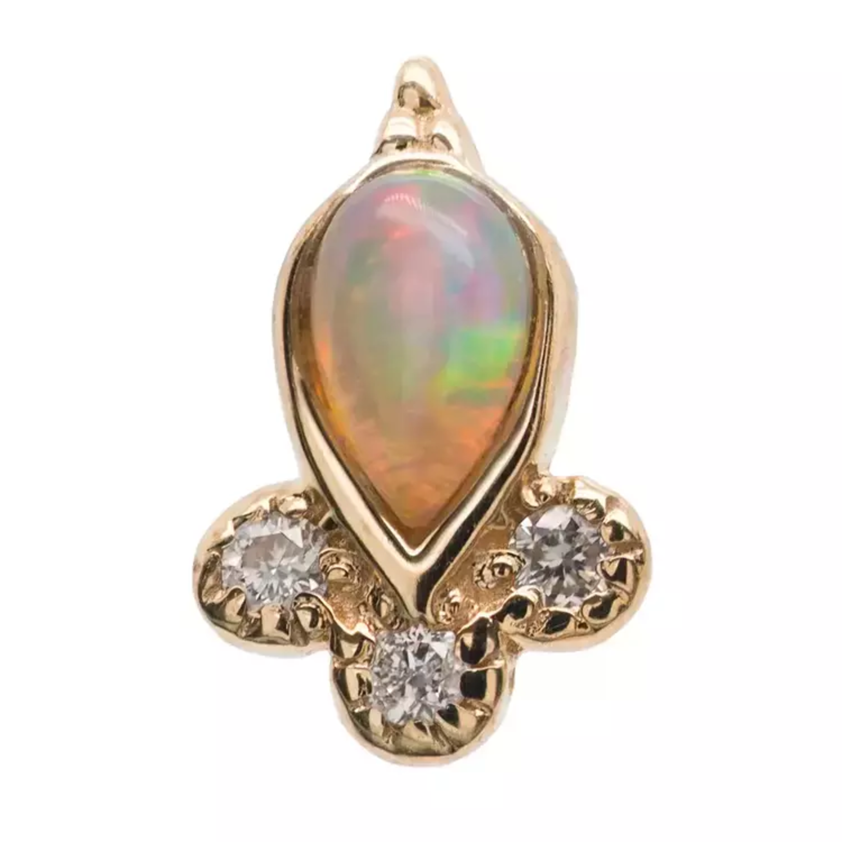 Tawapa Tawapa "Comet" press fit end with opal pear and CZ