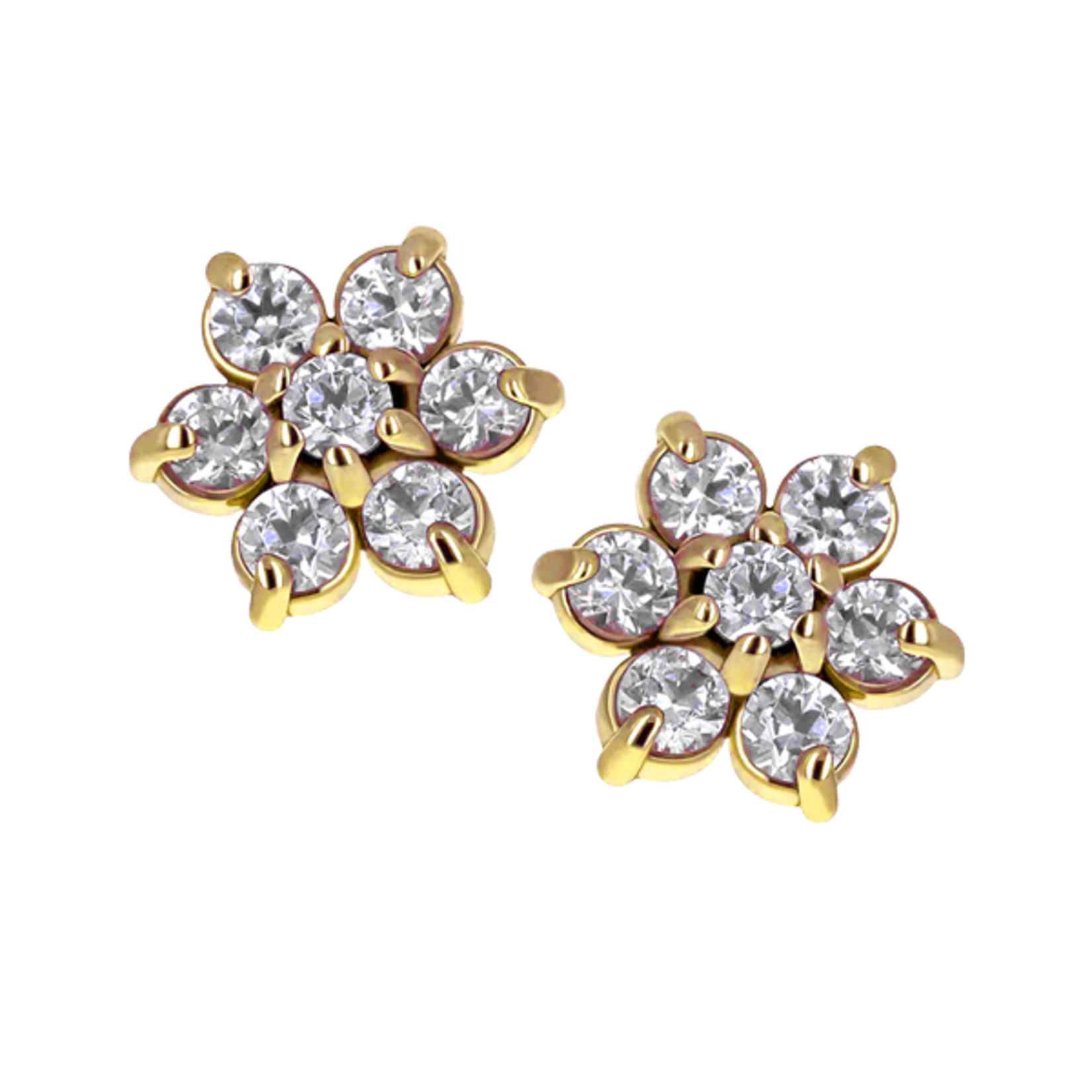 Anatometal Anatometal 14g gold flower threaded end with CZ